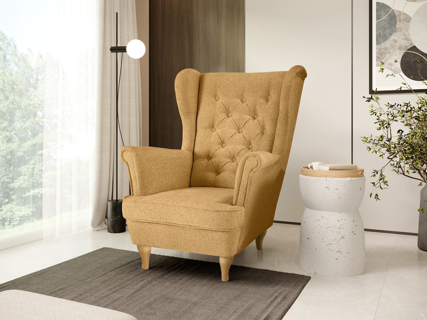 Beautysofa Ohrensessel Sessel FALCO Chesterfield Wohnzimmersessel günstig online kaufen