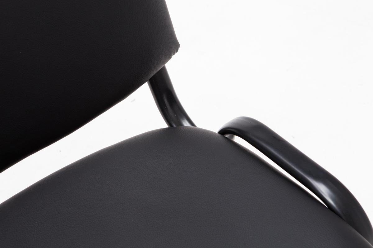 mit Metall (Besprechungsstuhl schwarz - Messestuhl), schwarz TPFLiving Polsterung Konferenzstuhl - - Warteraumstuhl Sitzfläche: Besucherstuhl Keen Gestell: - matt Kunstleder hochwertiger