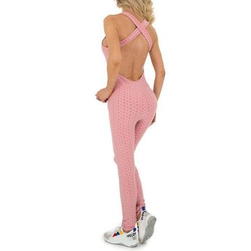 Ital-Design Overall Damen Sport Stretch Langer Jumpsuit in Rosa