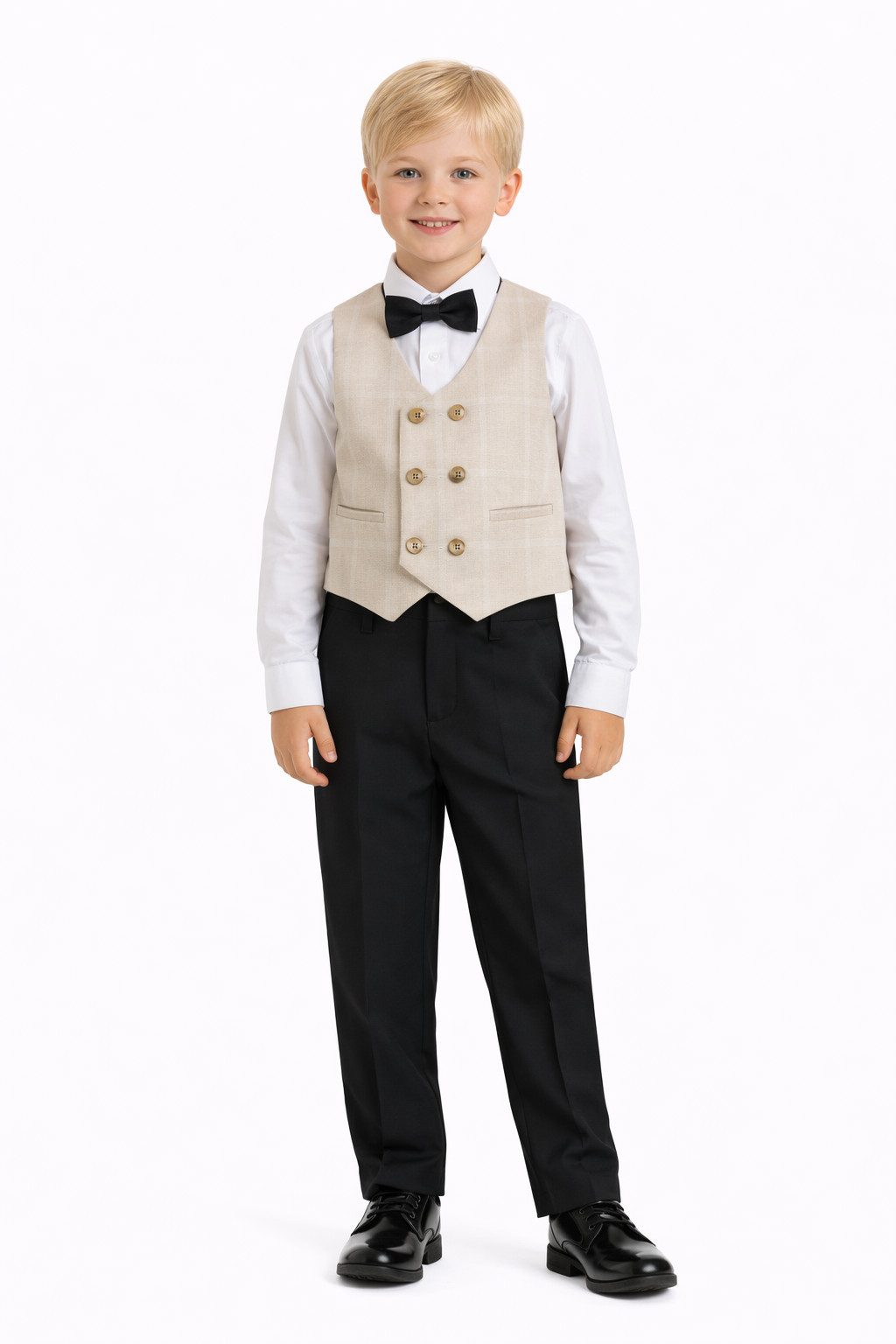 Lorey Medtec Anzug 4-teilig Jungen Outfit, 4er Set: Hemd, Weste, Hose, Fliege, 100% Baumwolle (Hemd + Weste + Hose + Fliege)