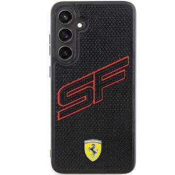 Ferrari Handyhülle Case Galaxy S24 Kunstleder schwarz Logo Metall 6,2 Zoll, Kantenschutz