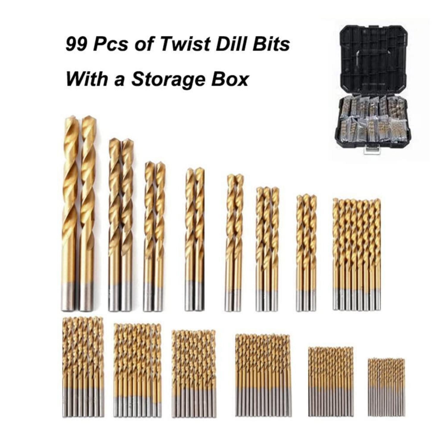 LuxusKollektion Spiralbohrer Spiralbohrer Set 99teilig Titan HSS 135 Grad 1,5-10 mm 99pcs Gold