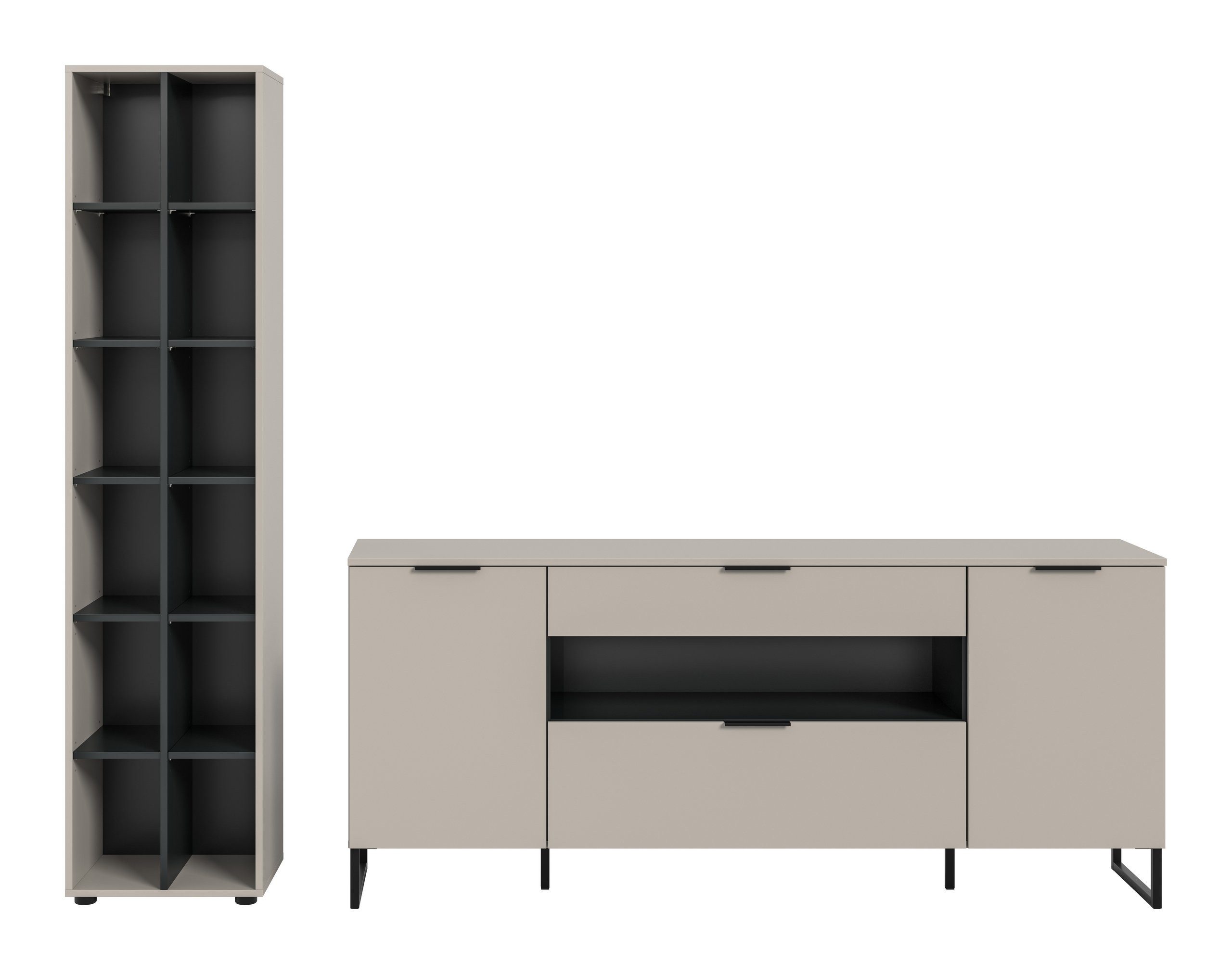 Newroom Wohnwand Kaschmir 245 cm, Wohnwand Kaschmir Modern Wohnzimmerschrank TV Wand Wohnzimmer Schra...