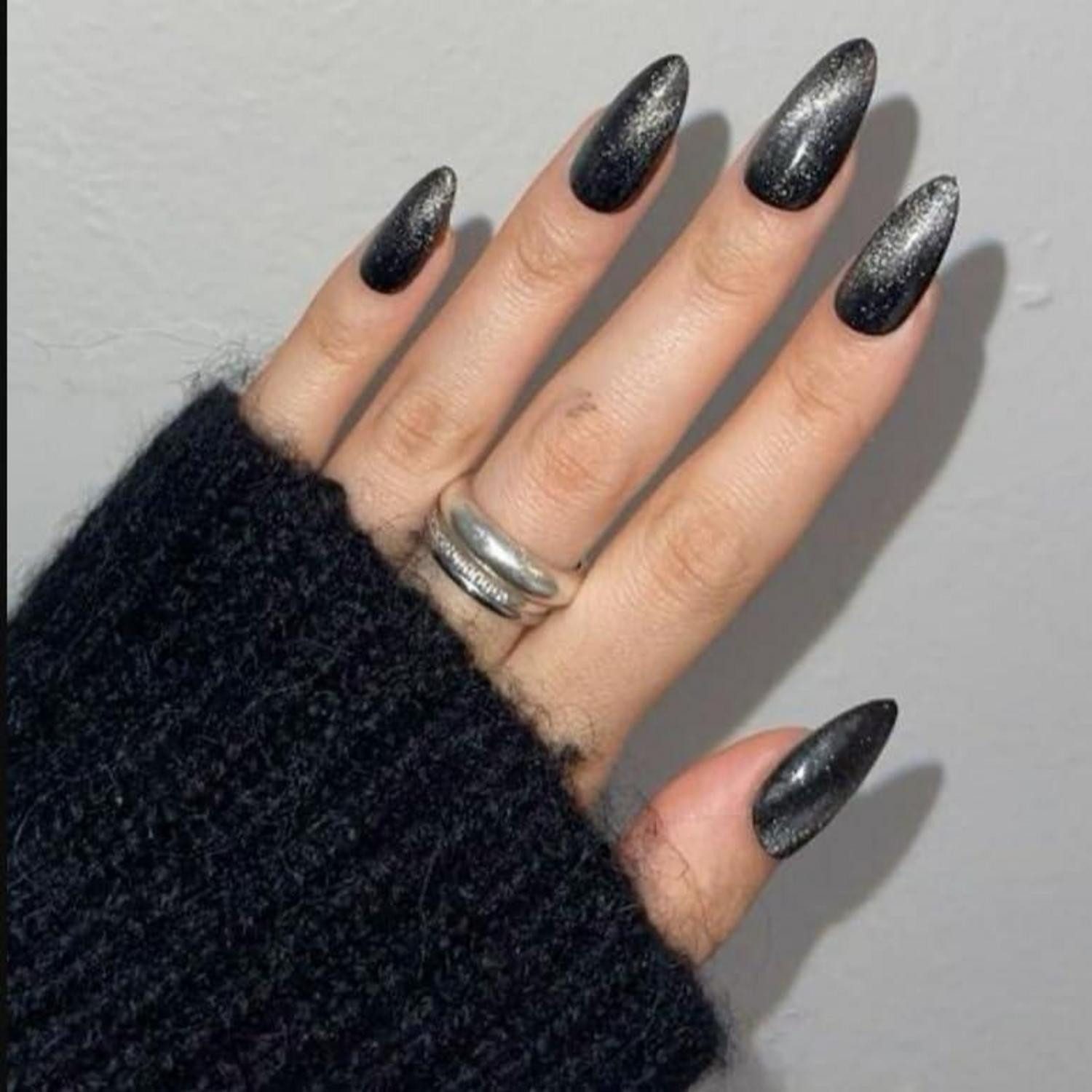 LuxusKollektion Kunstfingernägel Künstliche Fingernägel Almond Schwarz Cat Eye Magnetic Kurz CA-A1