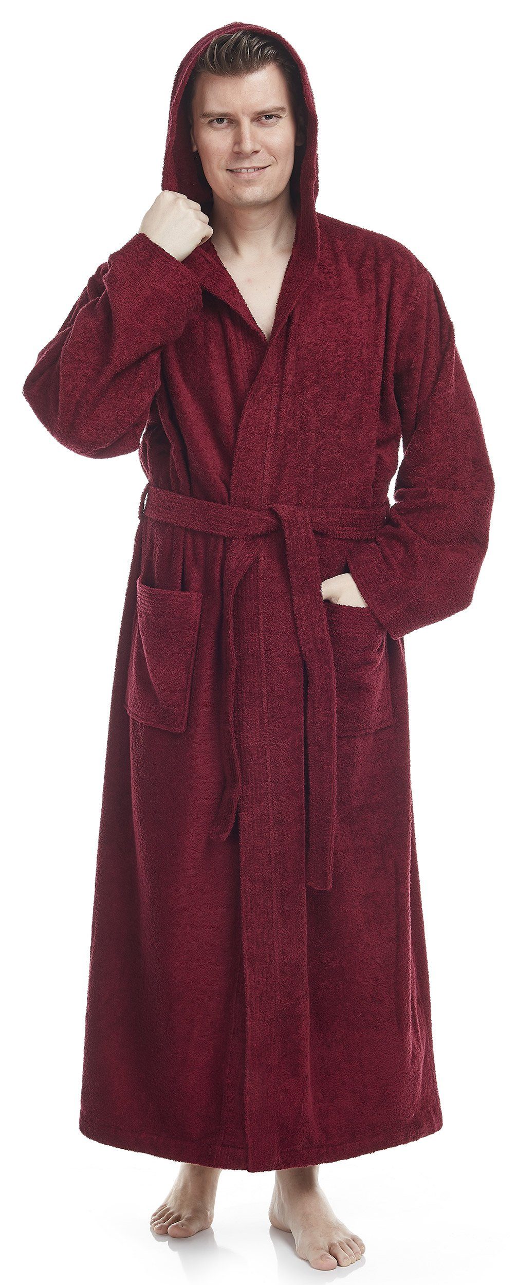 Arus Herrenbademantel Pacific, mit Kapuze, 100% Baumwolle, extra lang, für günstig online kaufen