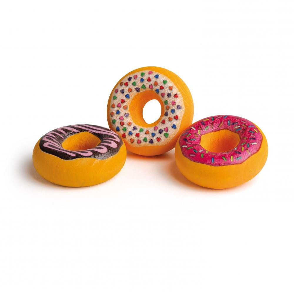 Erzi® Spiellebensmittel Kaufladen Doughnuts aus Holz, (Set, 3-tlg., 1), Made in Germany