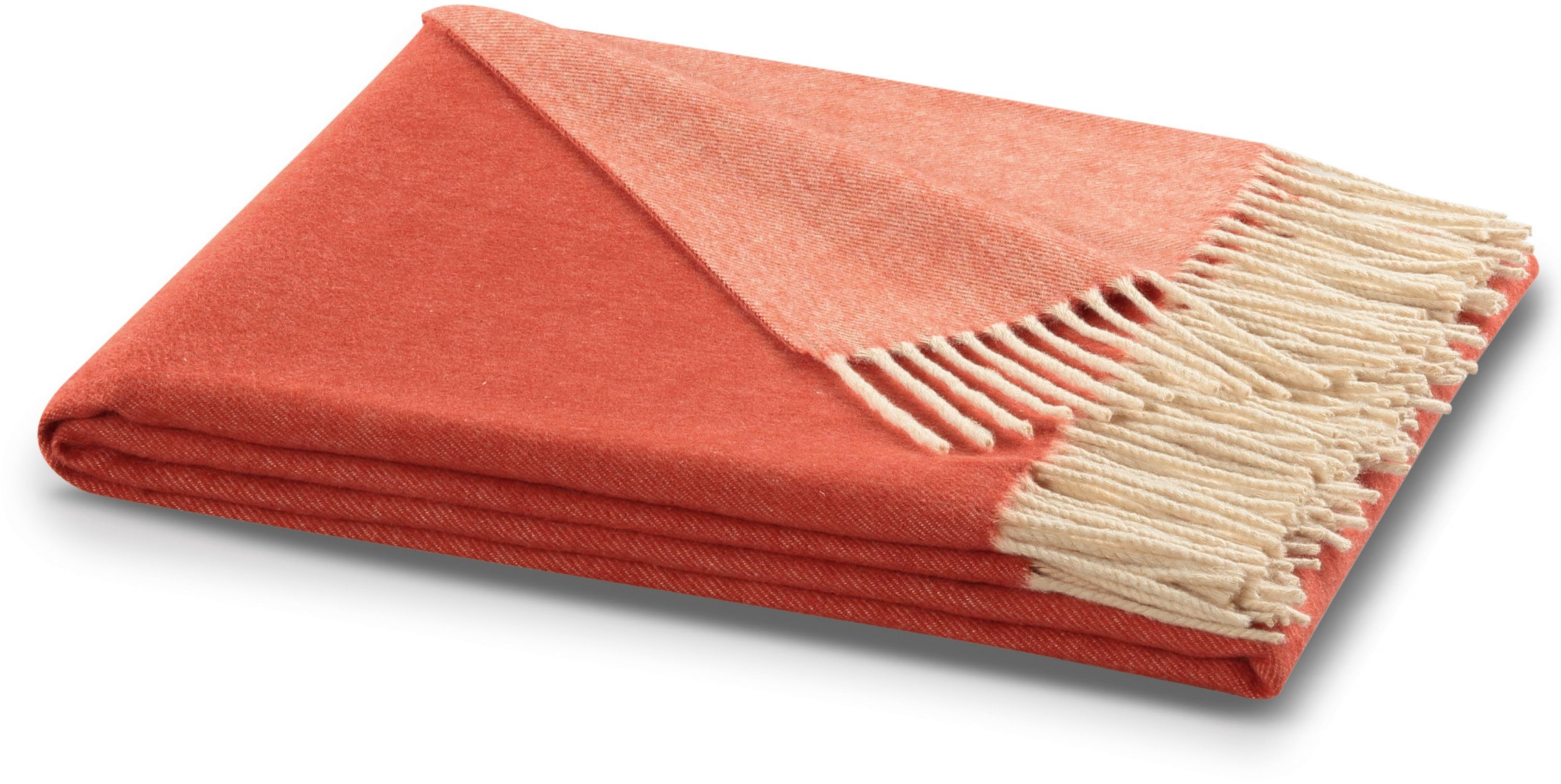 Plaid Conny, Biederlack, hochwertige Fransen, Kuscheldecke