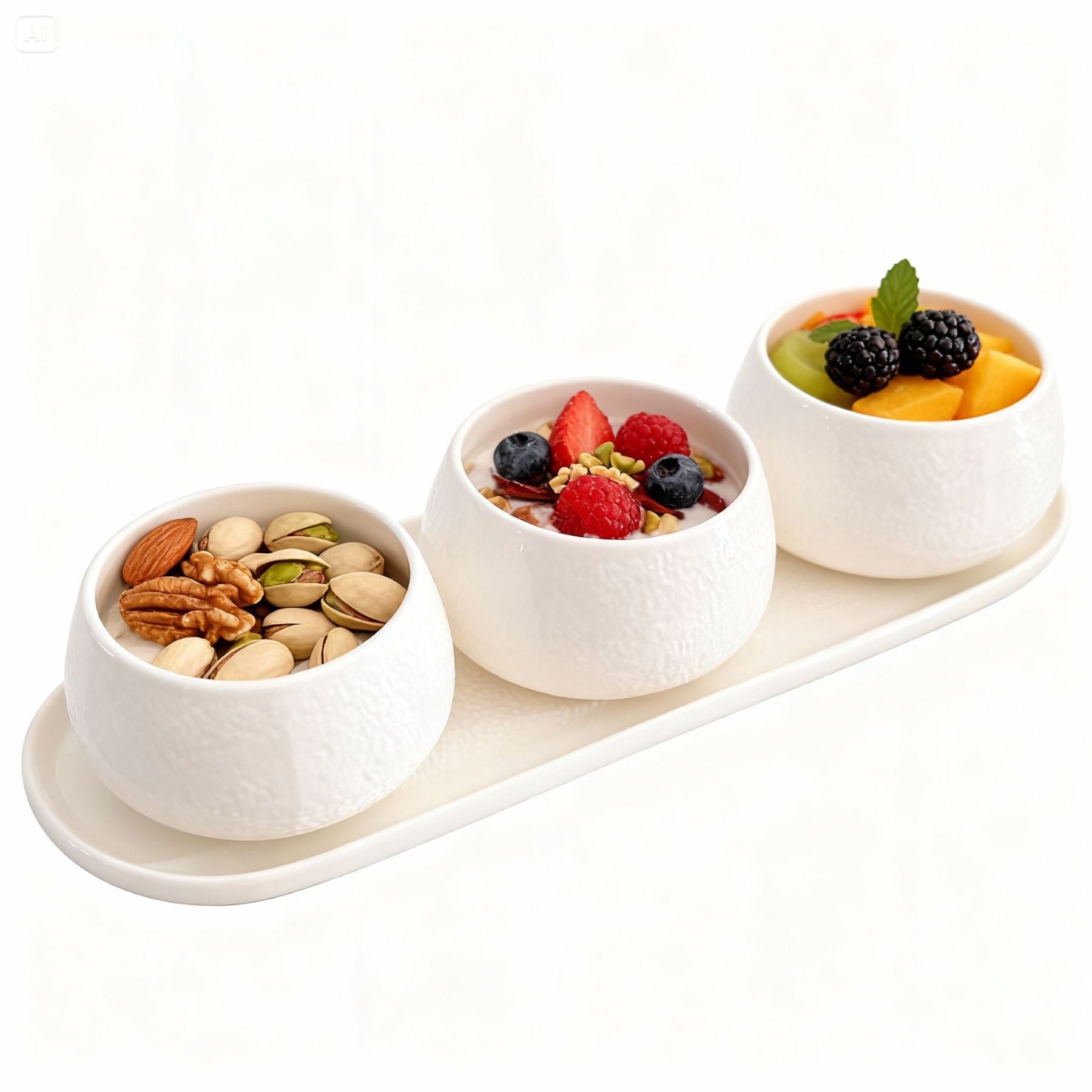 Mulex Dipschale Dip- und Snackschalen Set NEW MOON in Schieferoptik, Porzellan, (formschön und schlicht in Schieferoptik, 4-tlg), spülmaschinengeeignet