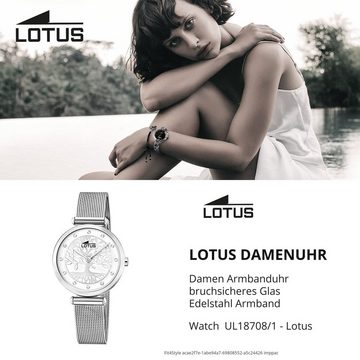 Lotus Quarzuhr LOTUS Damen Uhr Fashion 18708/1, (Analoguhr), Damenuhr rund, klein (ca. 29mm) Edelstahlarmband silber