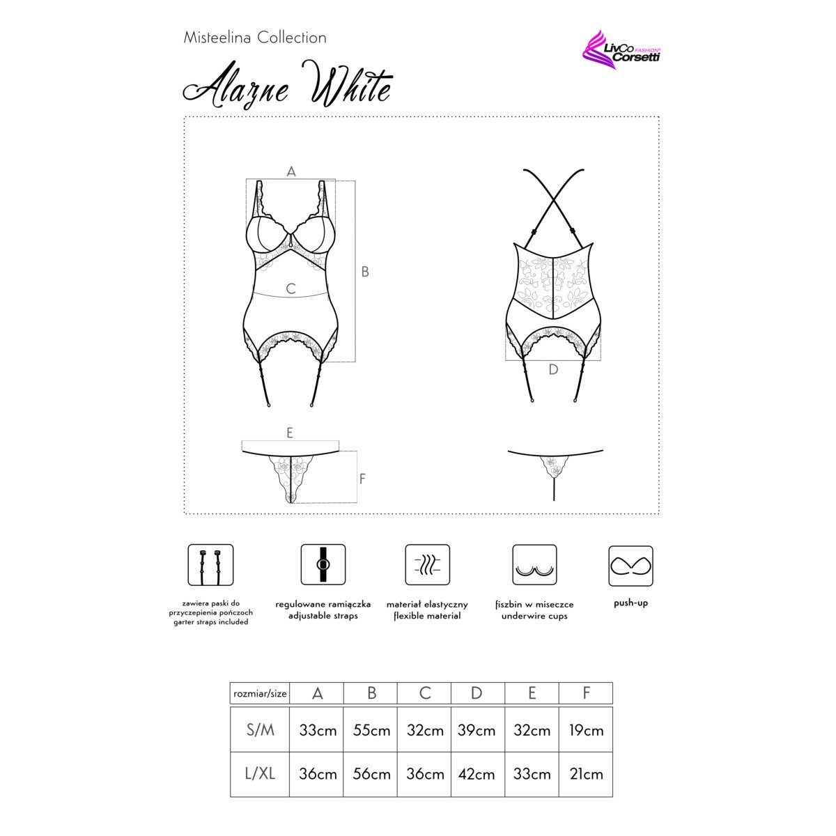 - corset (S/M) Livco Corsetti LC Corsage Alazne Fashion white