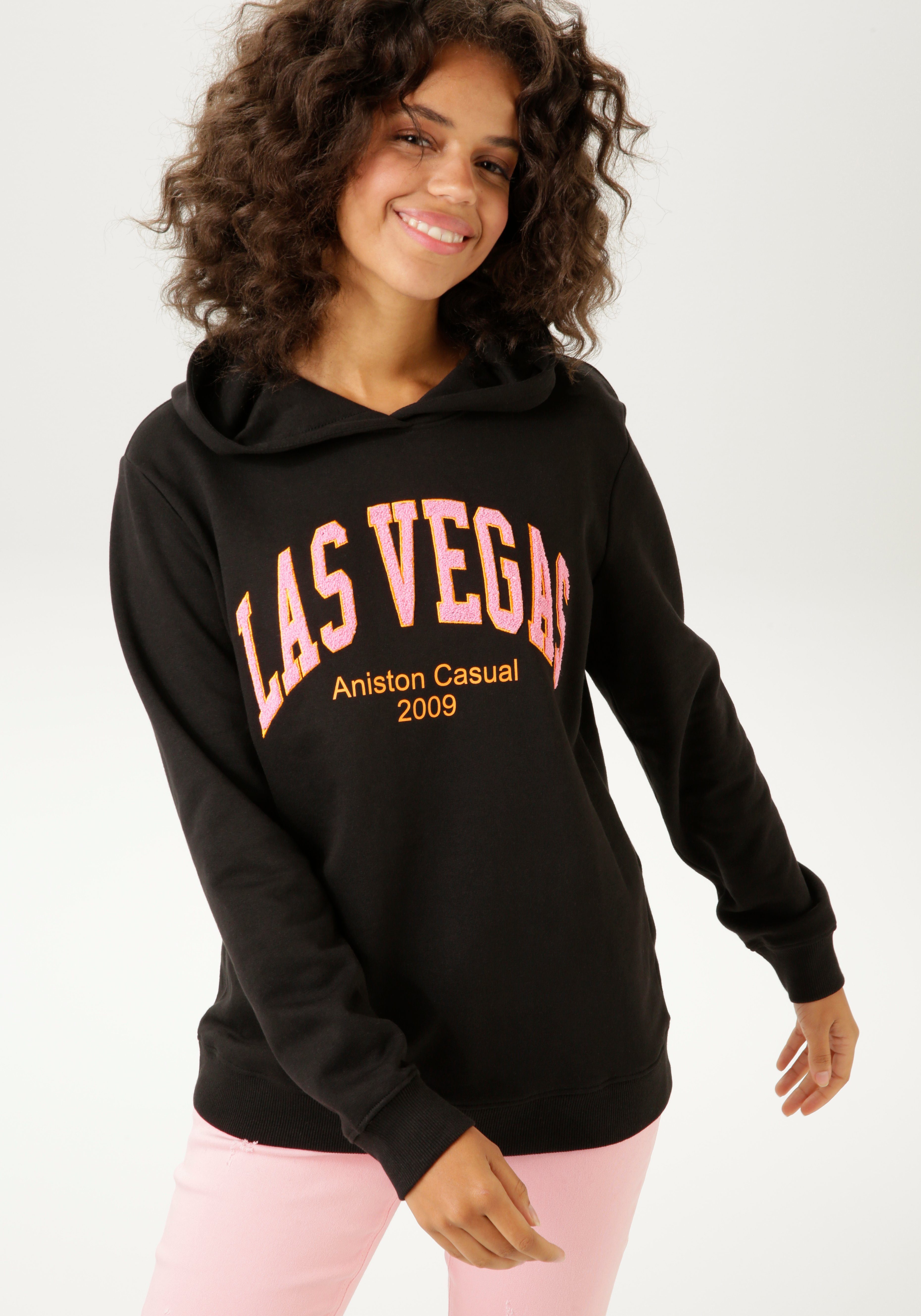 Aniston CASUAL Sweatshirt mit aufgestickter "LAS VEGAS"-Applikation - NEUE KOLLEKTION