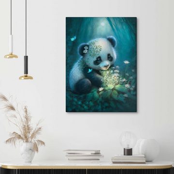 Posterlounge Leinwandbild Dolphins DreamDesign, Baby Panda Bär im Zauberwald, Babyzimmer Kindermotive