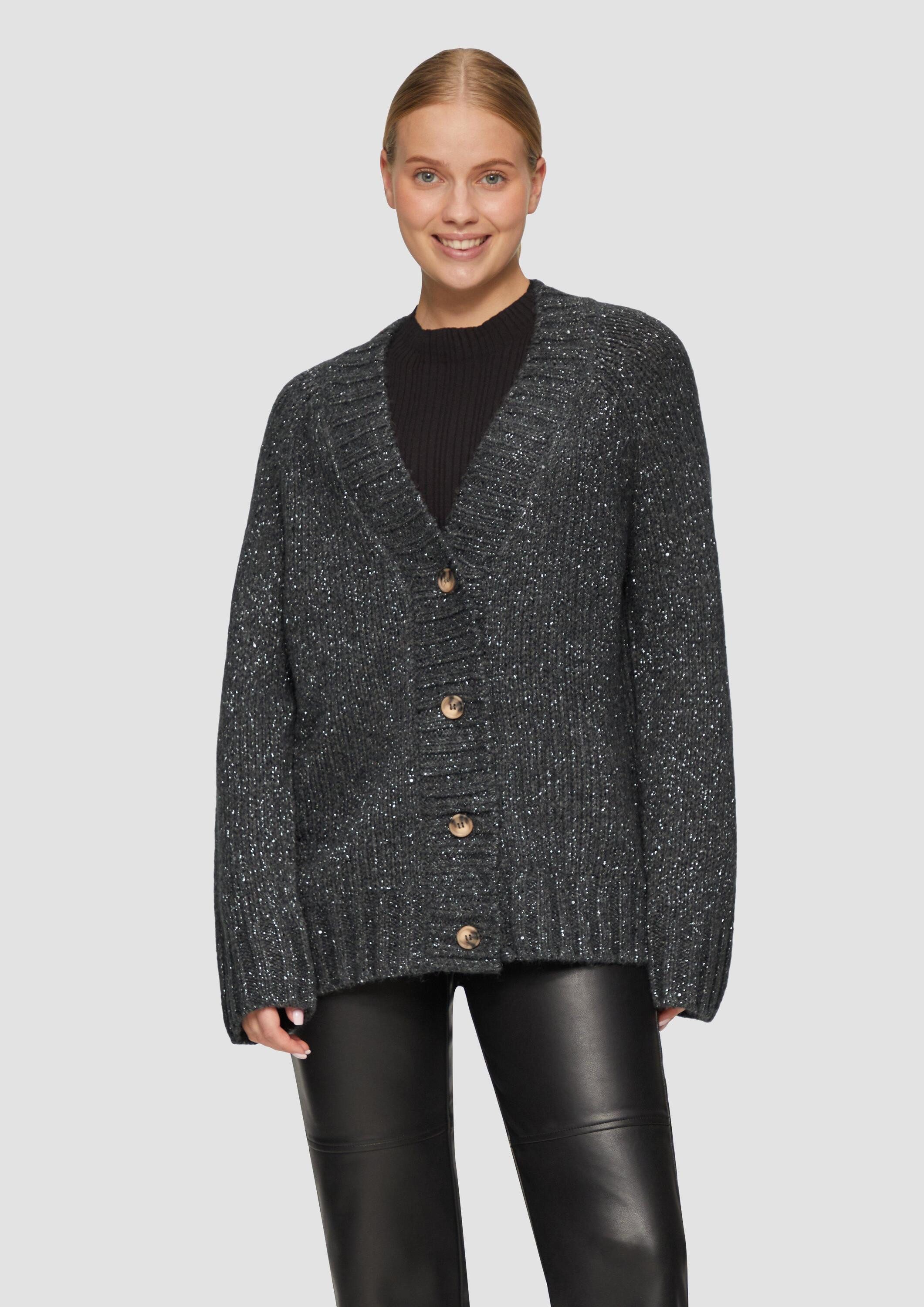 s.Oliver Cardigan Strickjacke Oversized Cardigan mit Glitzergarn und Pailletten