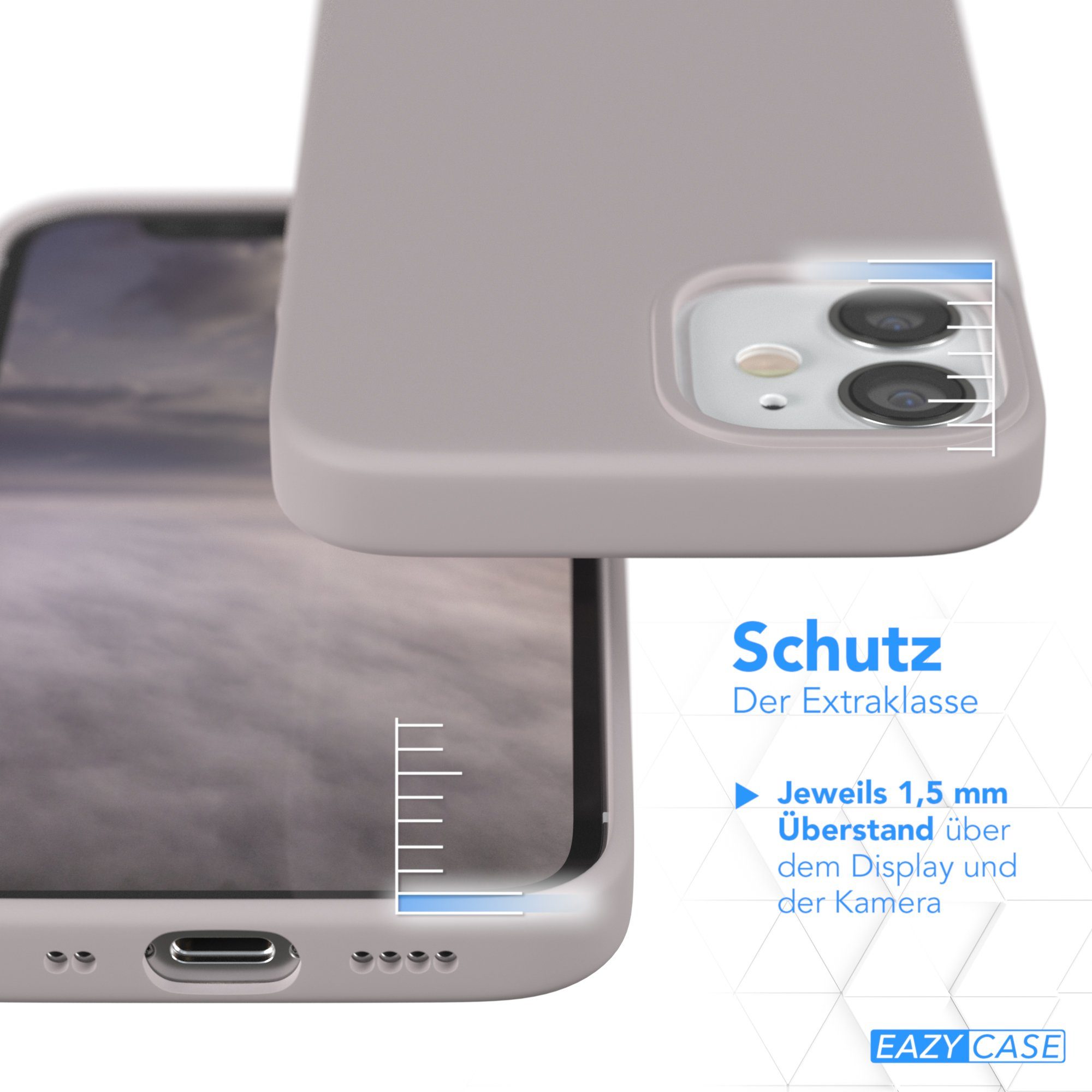 EAZY CASE Handyhülle Premium Silikon Case für Apple iPhone 12 Mini 5,4 Zoll, Hülle Bumper Case Slimcover mit Displayschutz Silikonhülle Altrosa
