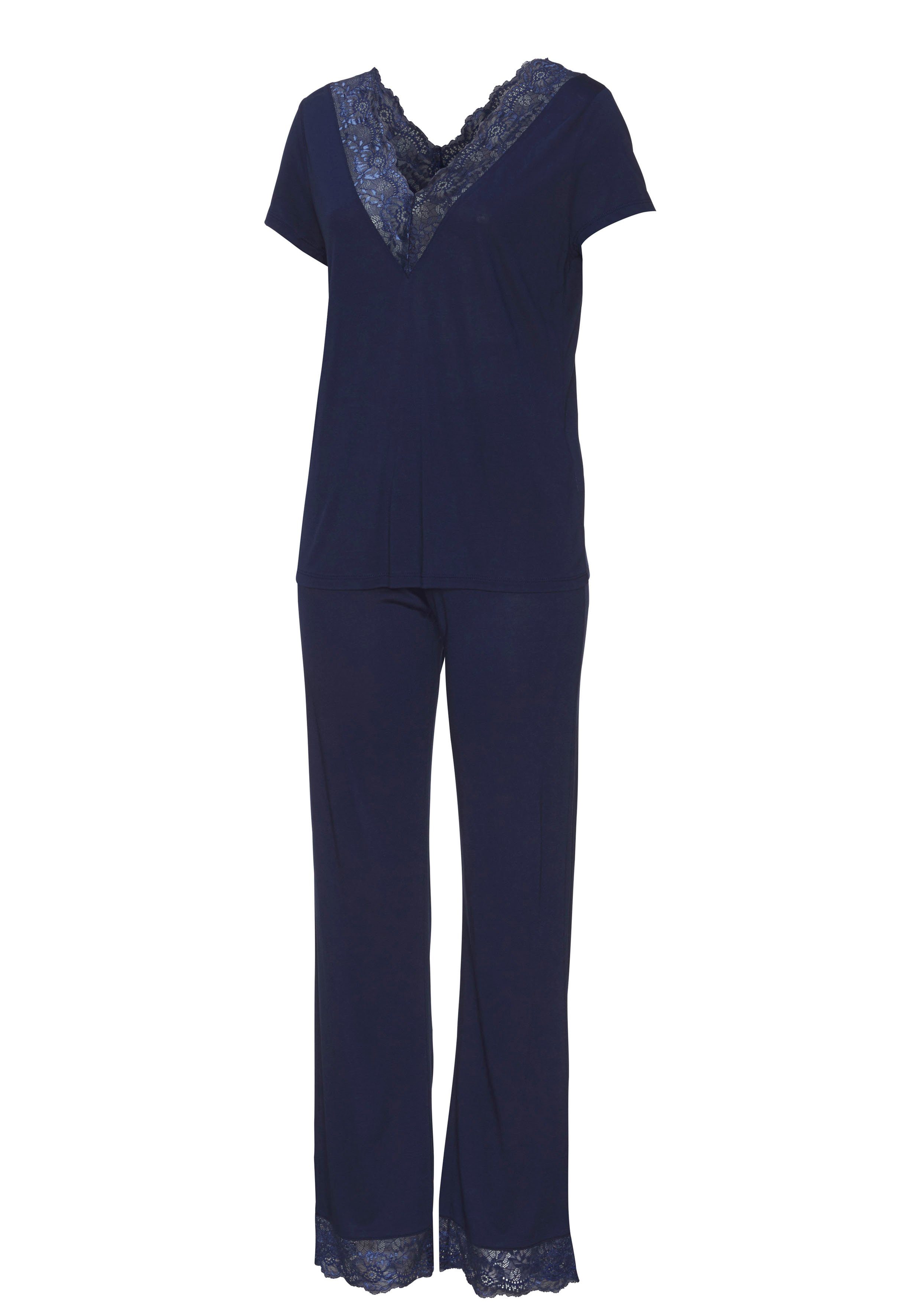 LASCANA Pyjama (Set, 2 tlg) mit Spitzendetails