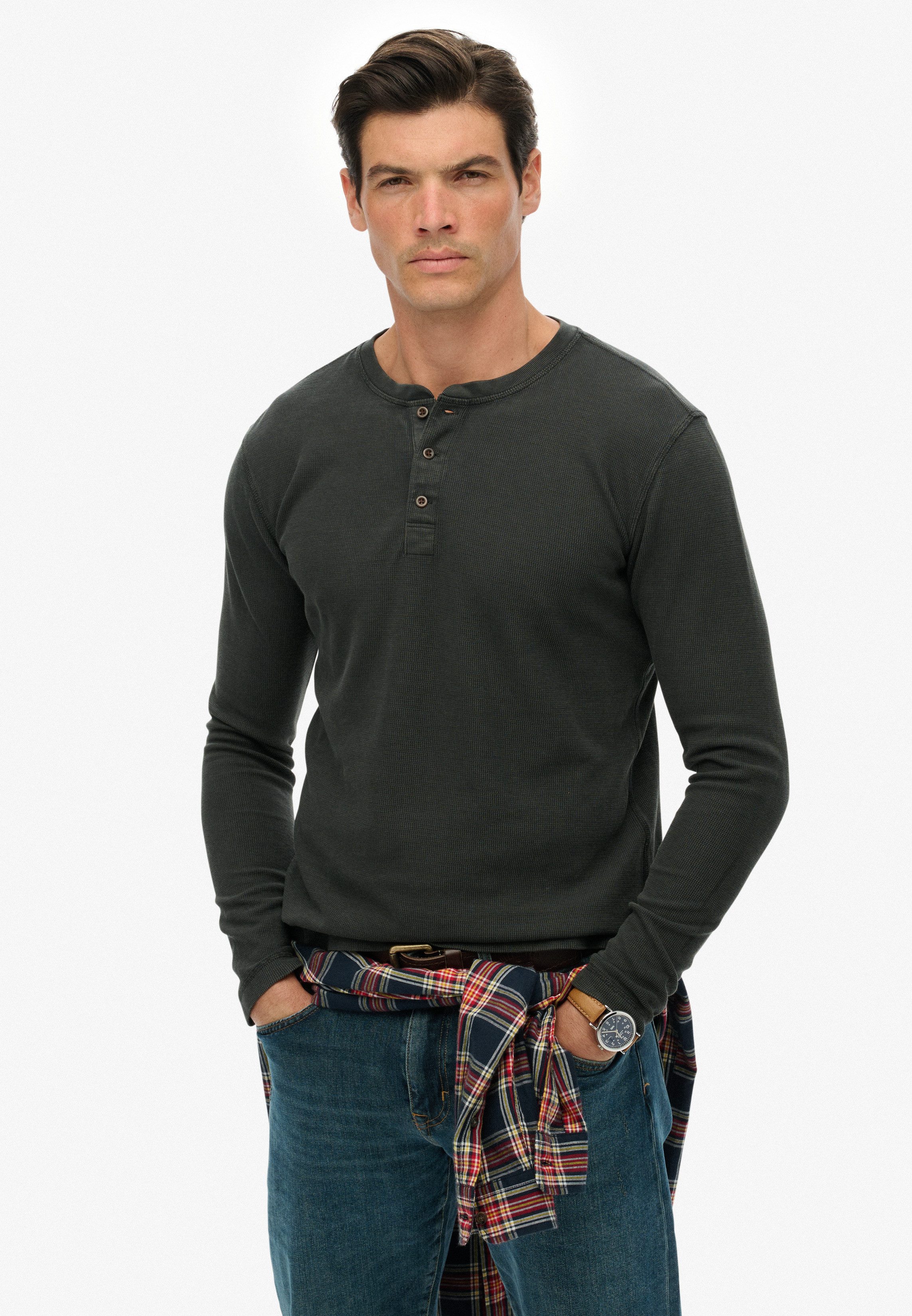 Superdry Langarmshirt WAFFLE LONG SLEEVE HENLEY TOP