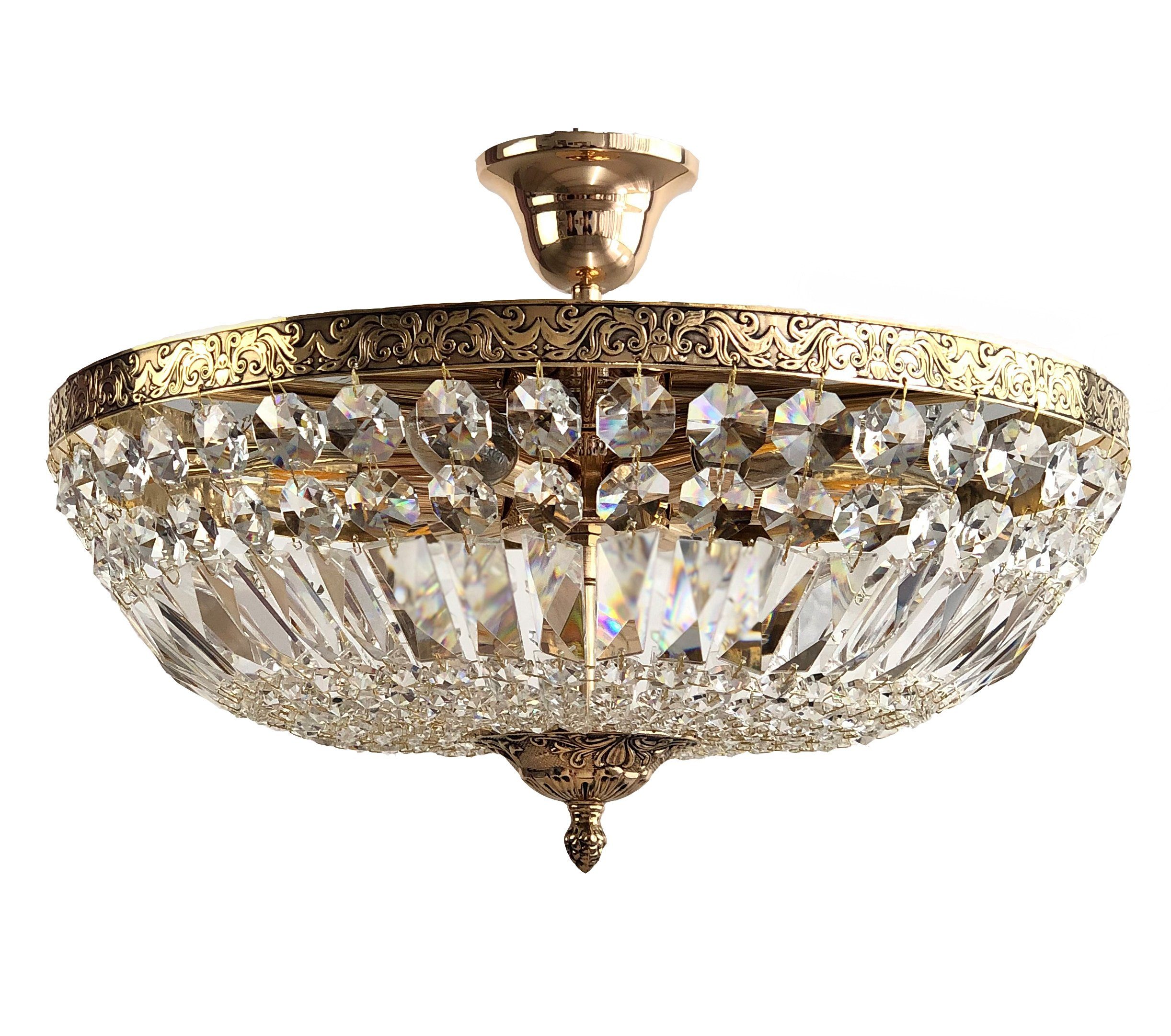 PGA-Lights Deckenleuchte Kristall Deckenleuchte SCHÖNBRUNN Ø45 Antik Gold a günstig online kaufen