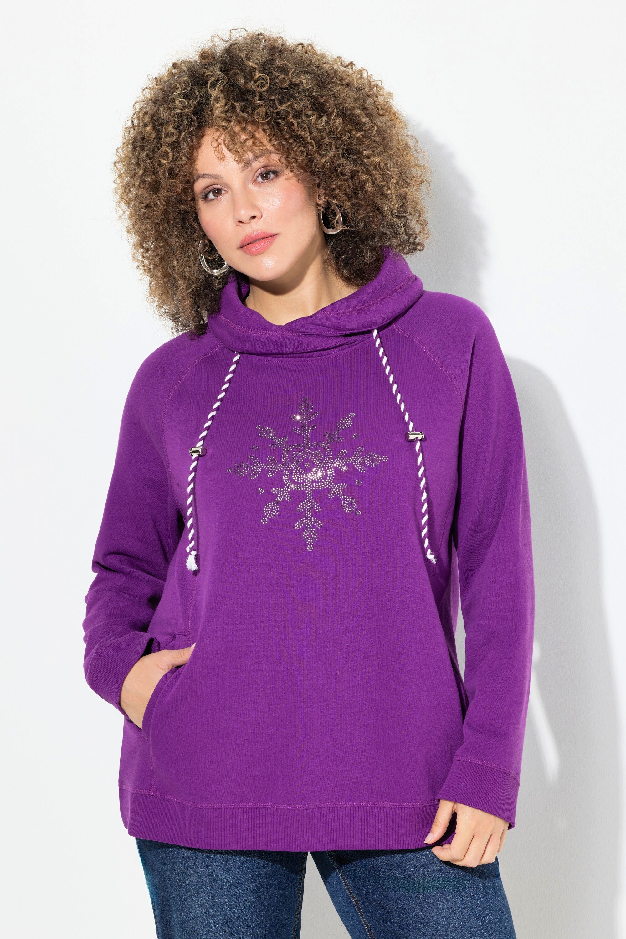 Ulla Popken Sweatshirt Sweatshirt Eisstern Stehkragen Taschen Langarm
