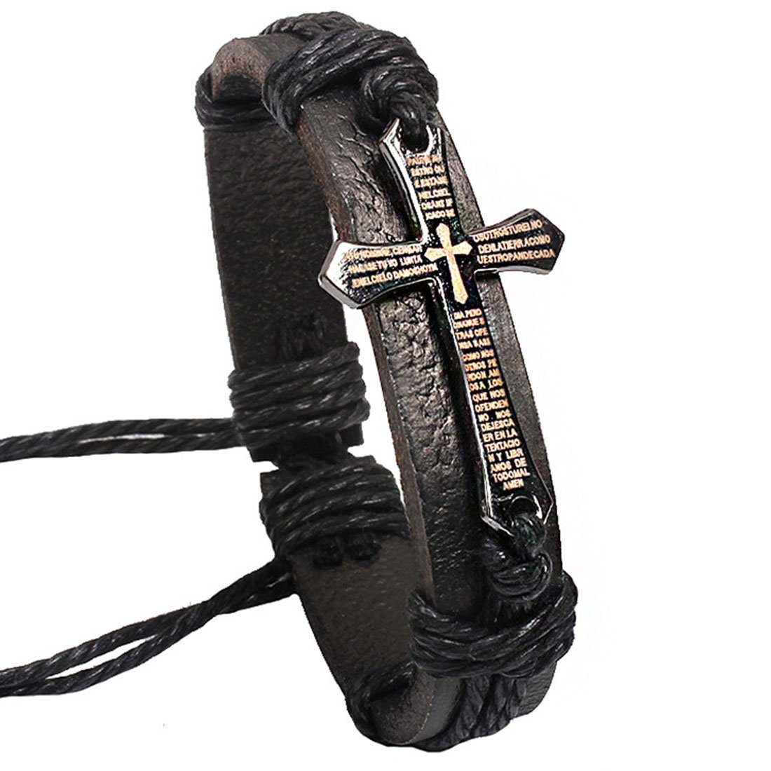 im DÖRÖY Handschmuck Vintage-Kreuz-Armband, Punk-Stil, Schwarz Lederarmband Lederarmband