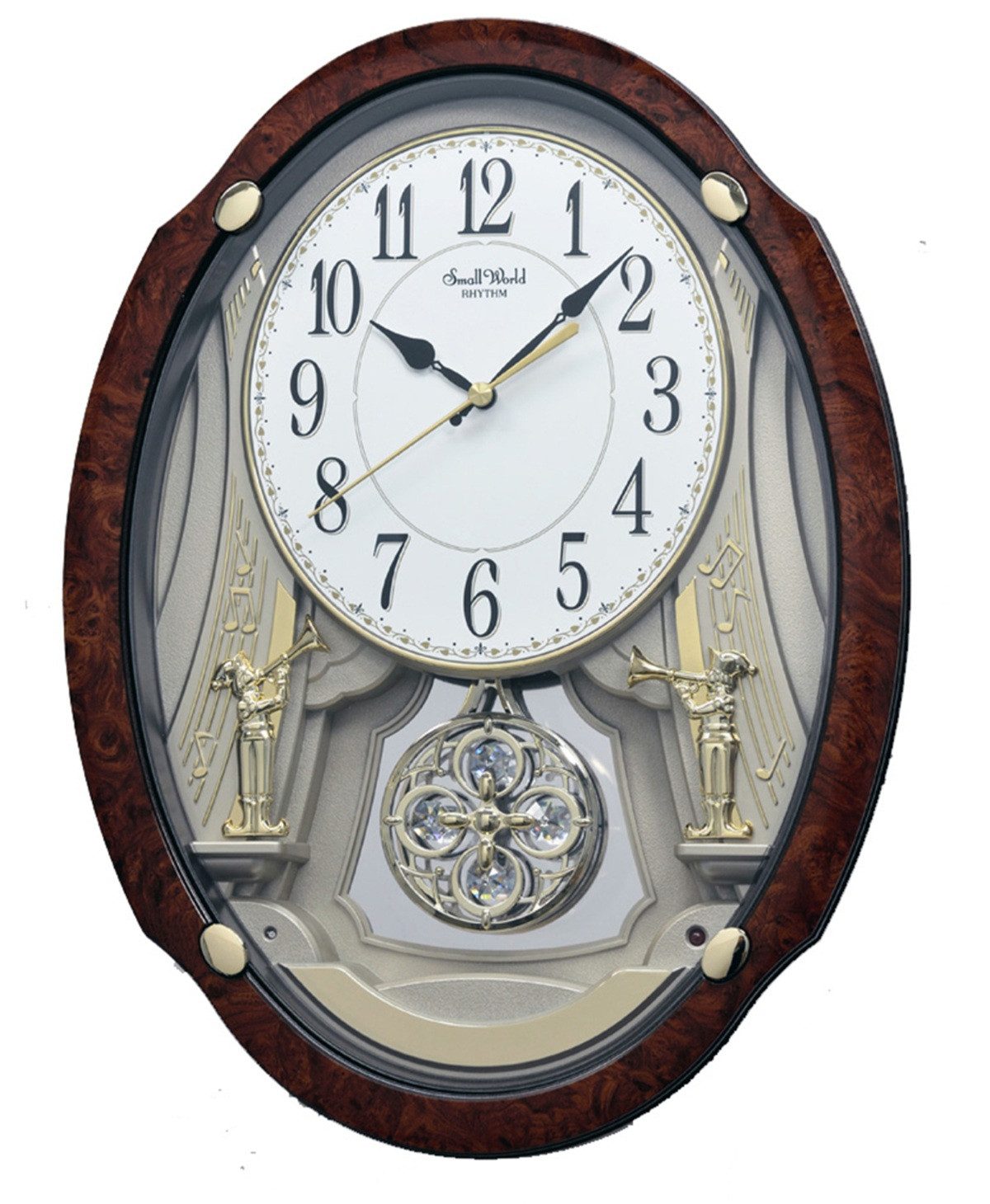 Rhythm Pendelwanduhr MAGIC MOTION CLOCK Rhythm 7427-20 (Stündlich wechselende 24 Melodien + 6 Weihnachtslieder)