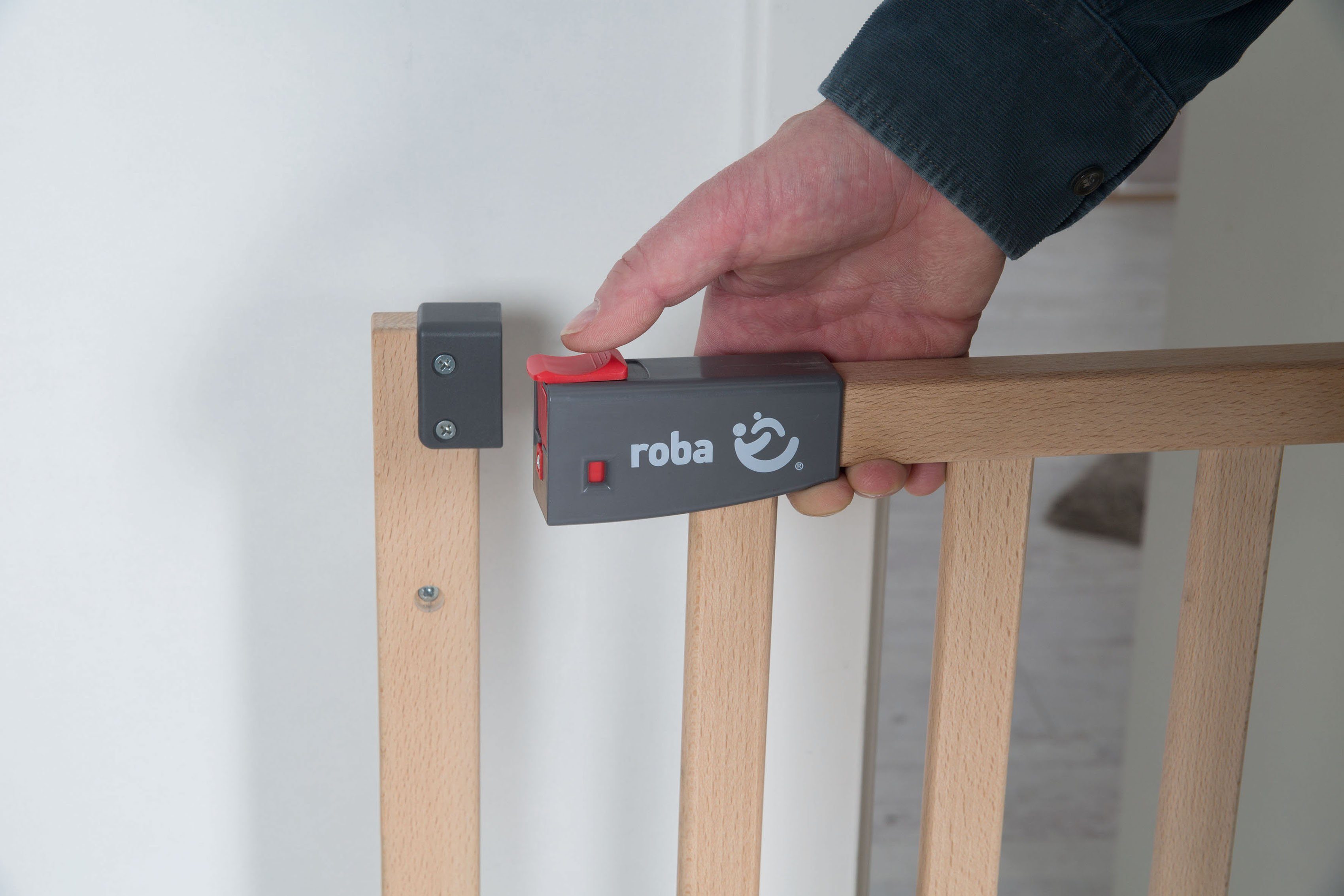 roba® Türschutzgitter Safety Up, 91,5 - 118,5 cm; aus massivem Buchenholz