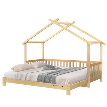 HAUSS SPLOE Bett Hausbett Kinderbett Bettrahmen Holzbett Erweiterbares Baumhausbett (Das Bett enthält keine Matratze), Ohne Matratze