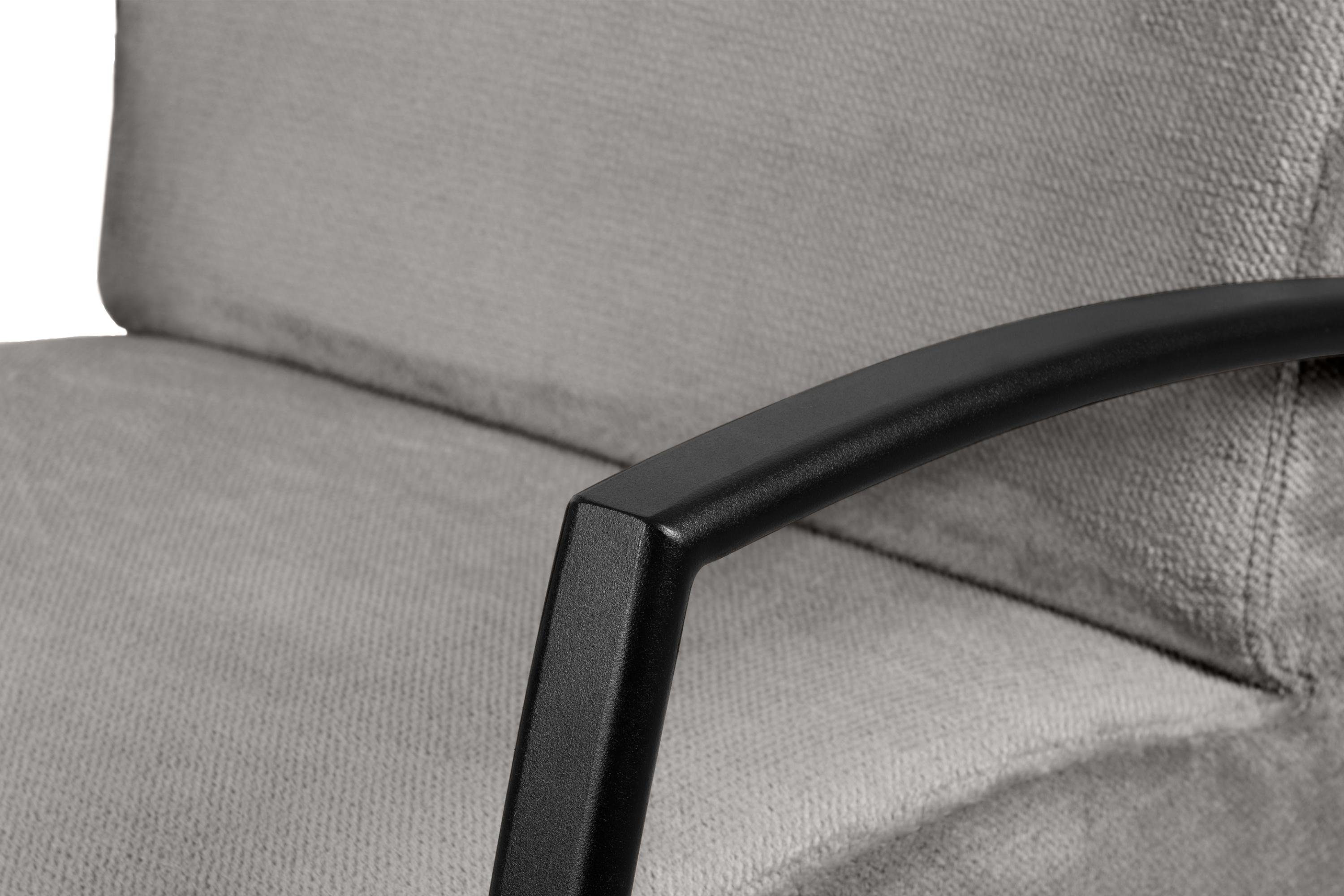 | CARO Cocktailsessel Form Sessel Sitz, im mit ergonomische Hocker), mit bequemes mit grau Hocker Konsimo Sitzen grau Feder gewellter (Relaxsessel für