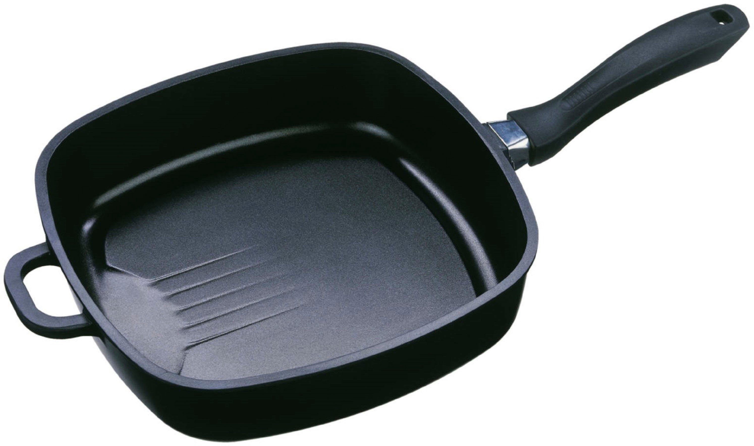 GSW Schmorpfanne Gourmet, Aluminiumguss, Fett-Trenn-Pfanne, robuste Qualtiät, 28x28 cm, Induktion