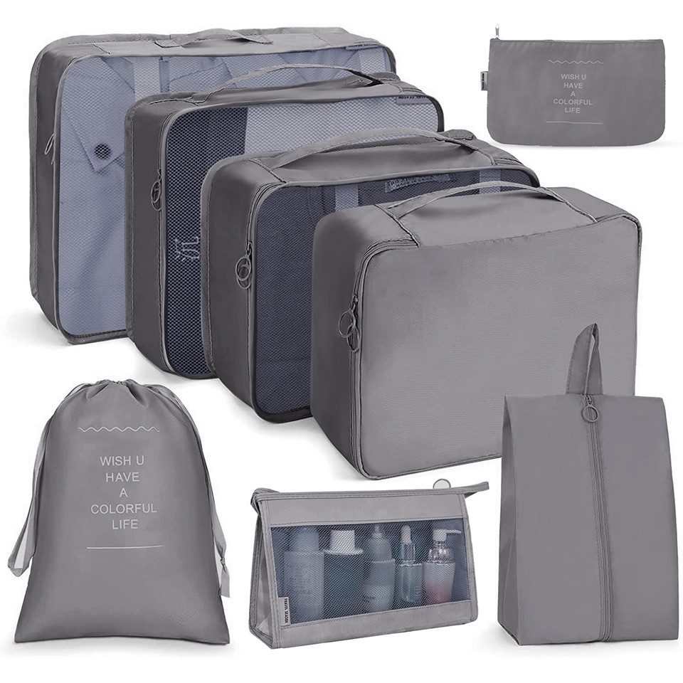 Bextsrack Kofferorganizer 8 Teilige Packing Cubes Kleidertaschen Koffer Organizer (8-tlg), für Urlaub und Reisen Packwürfel Set Reise Würfel Ordnungssystem