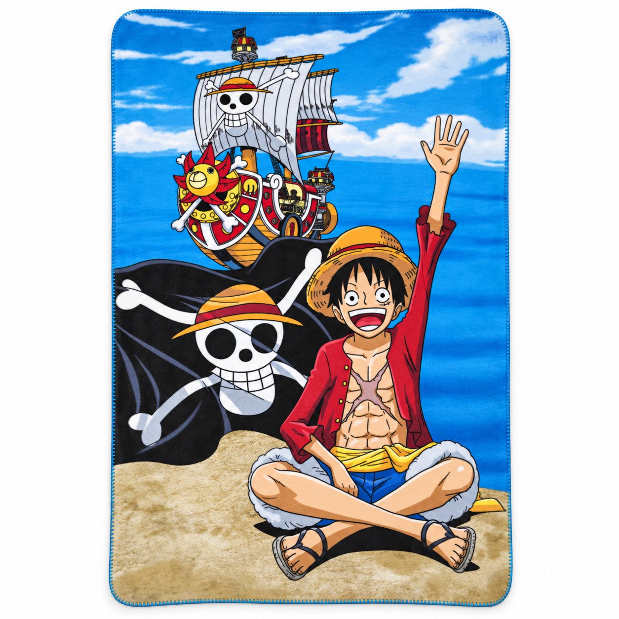 Wohndecke Anime One Piece Ruffy Kinder Fleecedecke leichte Kuscheldecke, One Piece, Gr. 100x140 cm