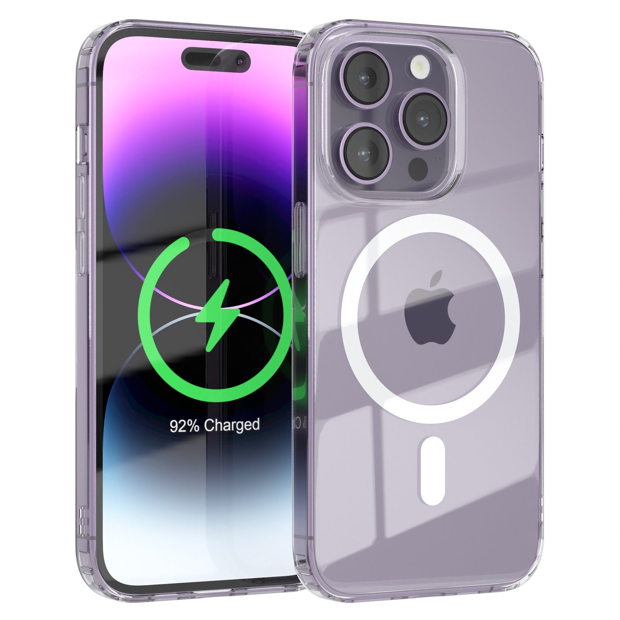 EAZY CASE Handyhülle Transparente Hülle mit MagSafe für iPhone 14 Pro 6,1 Zoll, Back Cover, Bumper Case, Handy Schutzhülle Kameraschutz, Durchsichtig