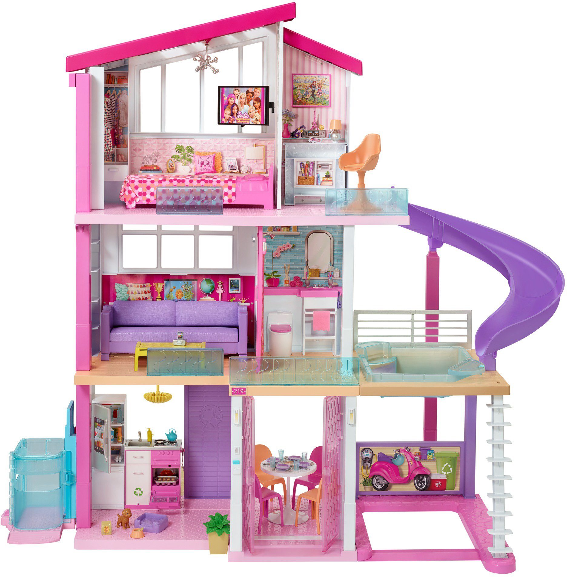 Image of Barbie Puppenhaus »Traumvilla mit Pool, Rutsche und Aufzug«, mit Licht- und Soundeffekten