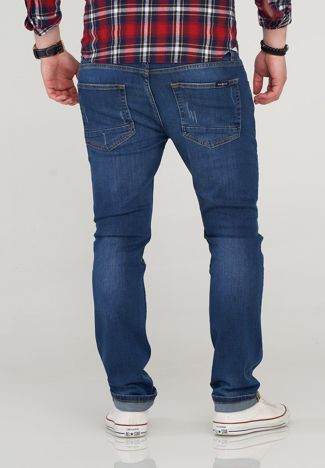 SOULSTAR Regular-fit-Jeans MADRID im Used-Wash-Stil dunkelblau