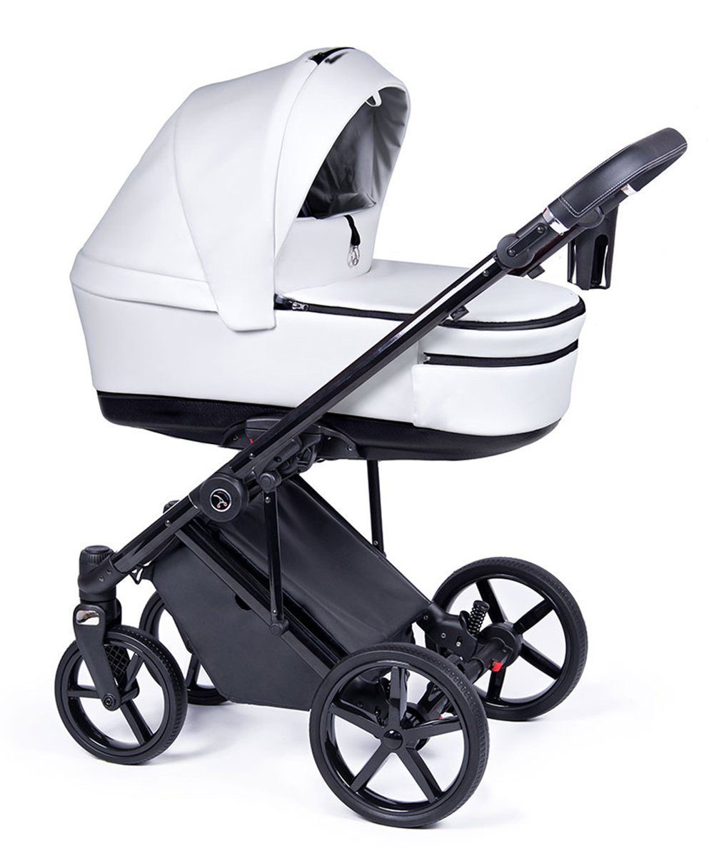 Kombi-Kinderwagen 14 in Eco Kinderwagen-Set 1 21 Designs in = Teile - Fado schwarz 2 Weiß - babies-on-wheels Gestell