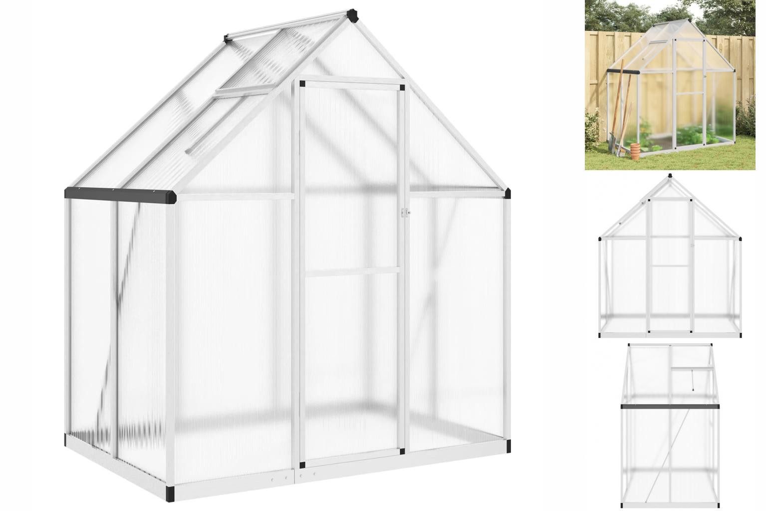 vidaXL Gewächshaus Gewächshaus mit Fundamentrahmen Silbern 169x114x195 cm Alu silberfarben | Rabatt: 24%