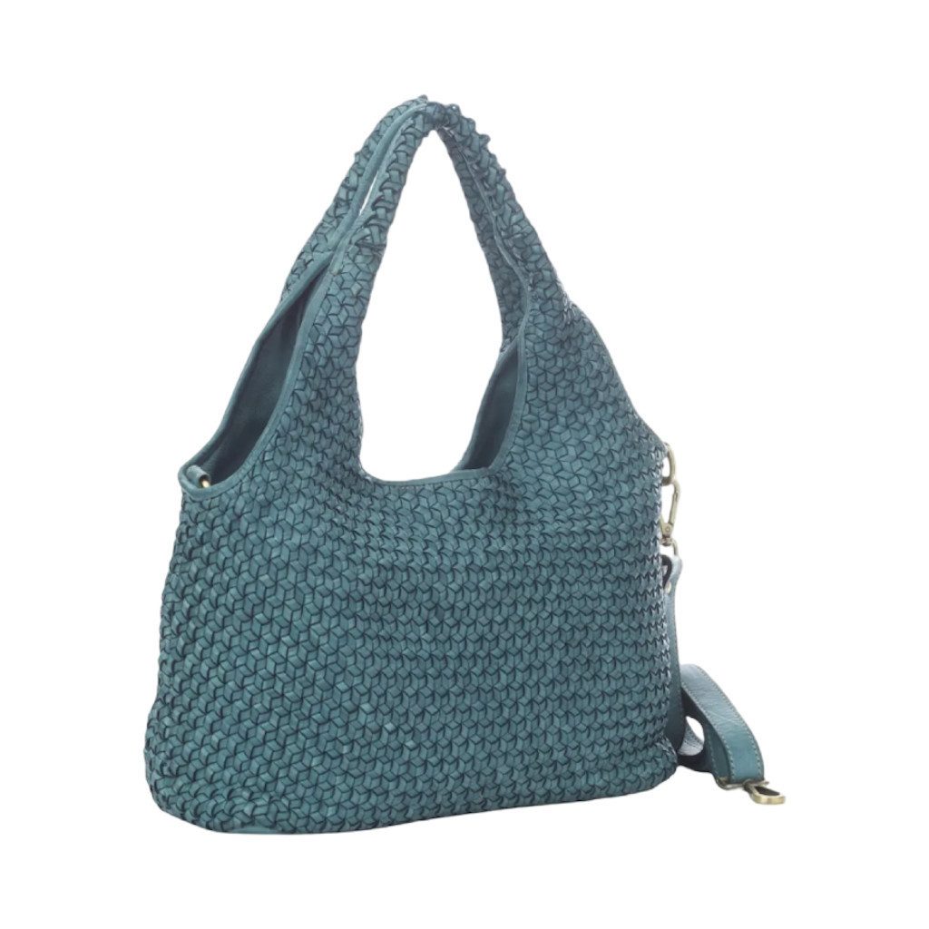 BZNA Schultertasche Emilia Designer Handtasche Tasche Shopper, Geflochtenes Leder Front