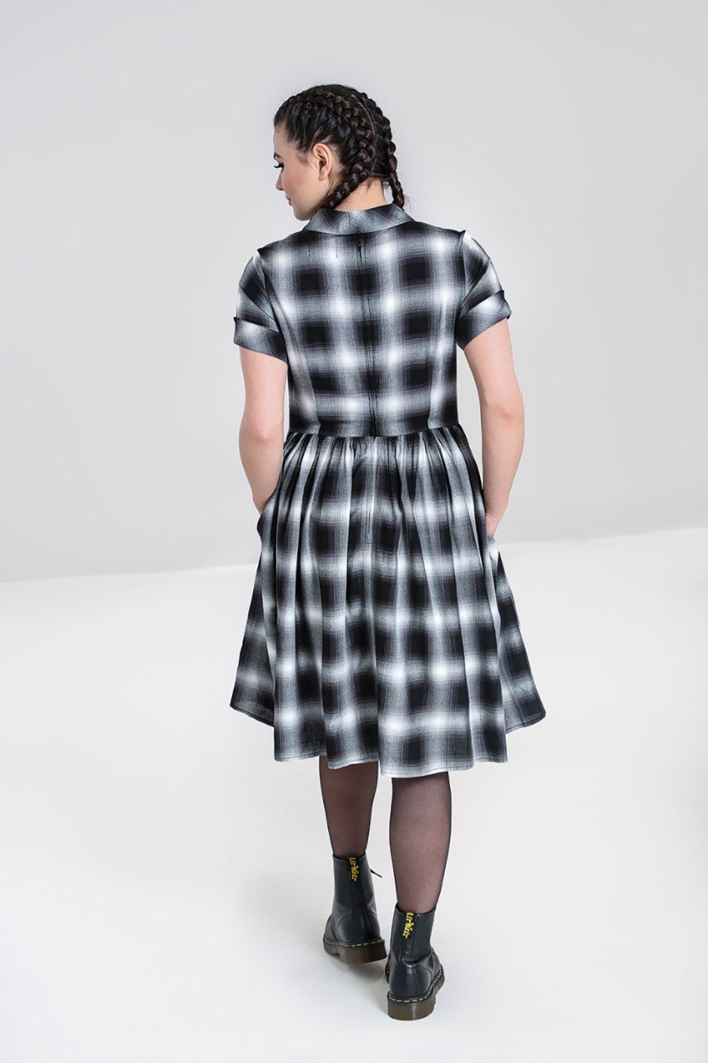 Hell Bunny A-Linien-Kleid Darlene Mid Dress Vintage Retro Kariert Hemdkleid – Bild 3 von 5