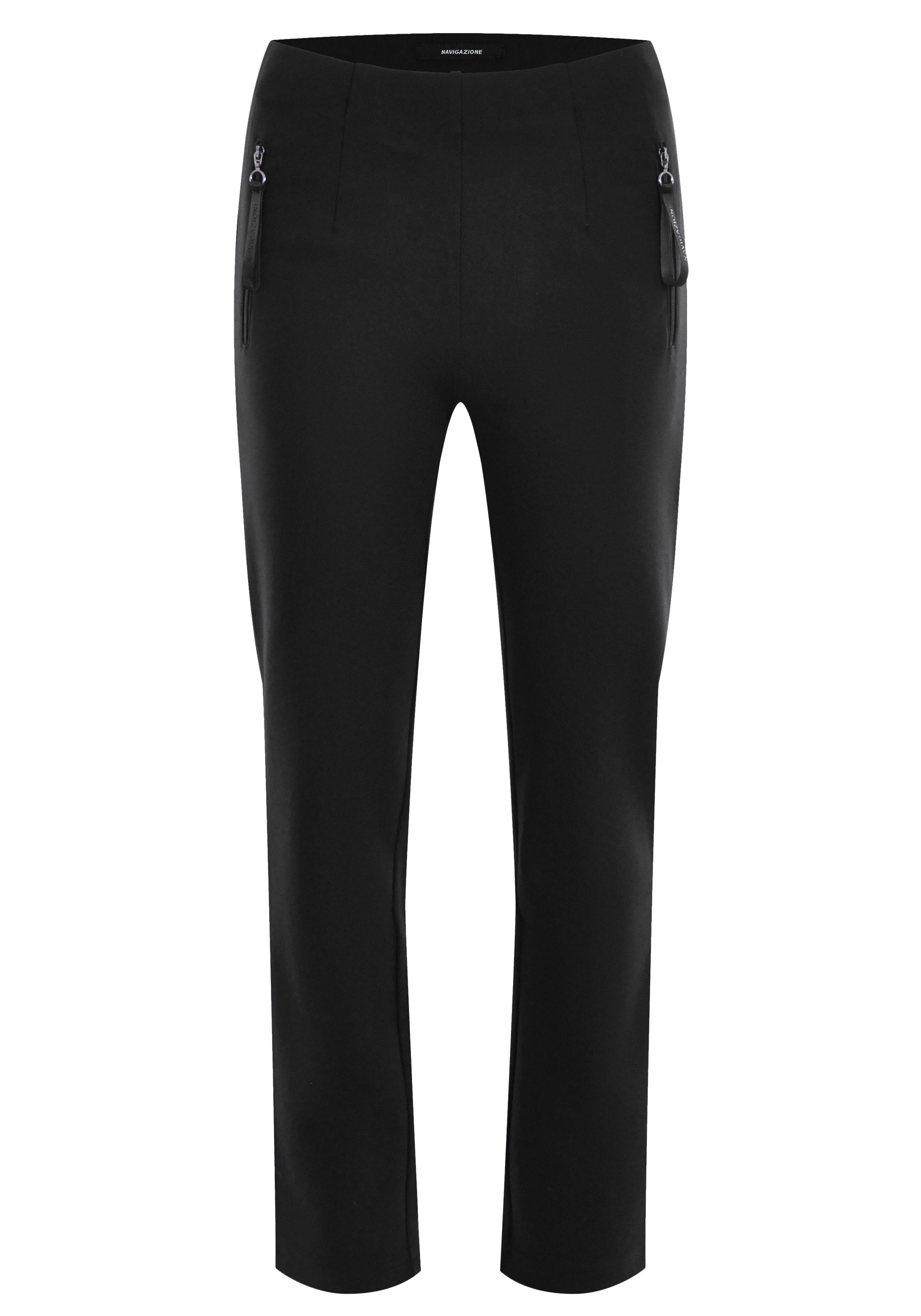 Unifarbe in Stretch-Hose schwarz NAVIGAZIONE