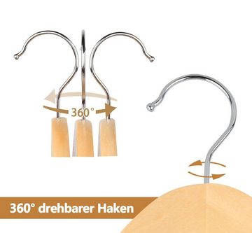 Homewit Kleiderbügel Drehbare Kleiderbügel, Holzbügel mit Natürliche Glatte Oberfläche, (Set, 8-tlg), Für Kleidung, Hosen, Röcke, Schals usw.