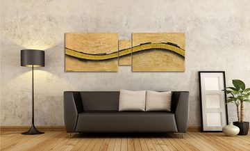 WandbilderXXL Gemälde Golden Canyon 180 x 60 cm, Abstraktes Gemälde, handgemaltes Unikat