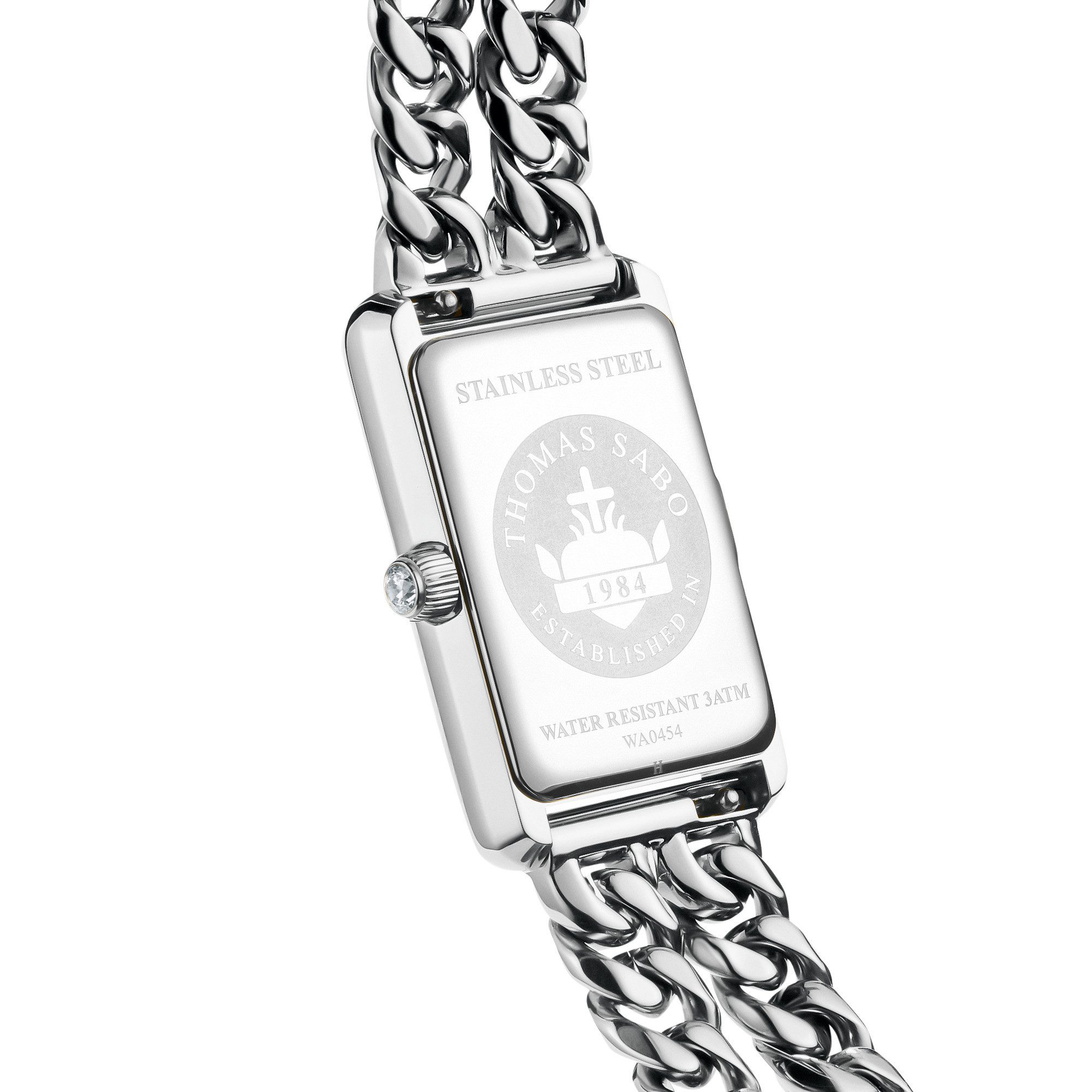THOMAS SABO Quarzuhr Bold Elegance WA0454-201-204-22 mm, Armbanduhr, Damenuhr, Edelstahlarmband, analog, Tag, Zirkonia (synth)