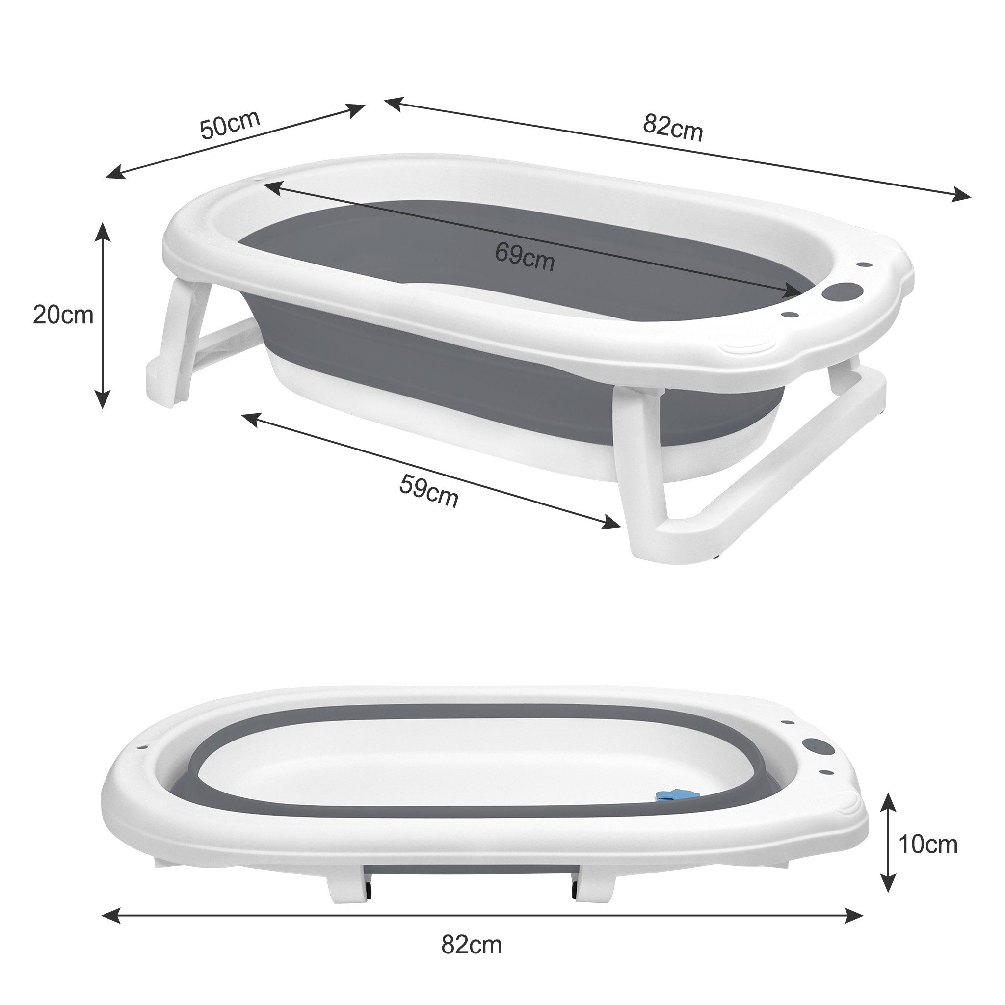 FIVMEN Babybadewanne Faltbare Babywanne mit rutschfesten Füßen für Babys und Neugeborene, inkl. Bade Sitzkissen, folding bathtub, platzsparend