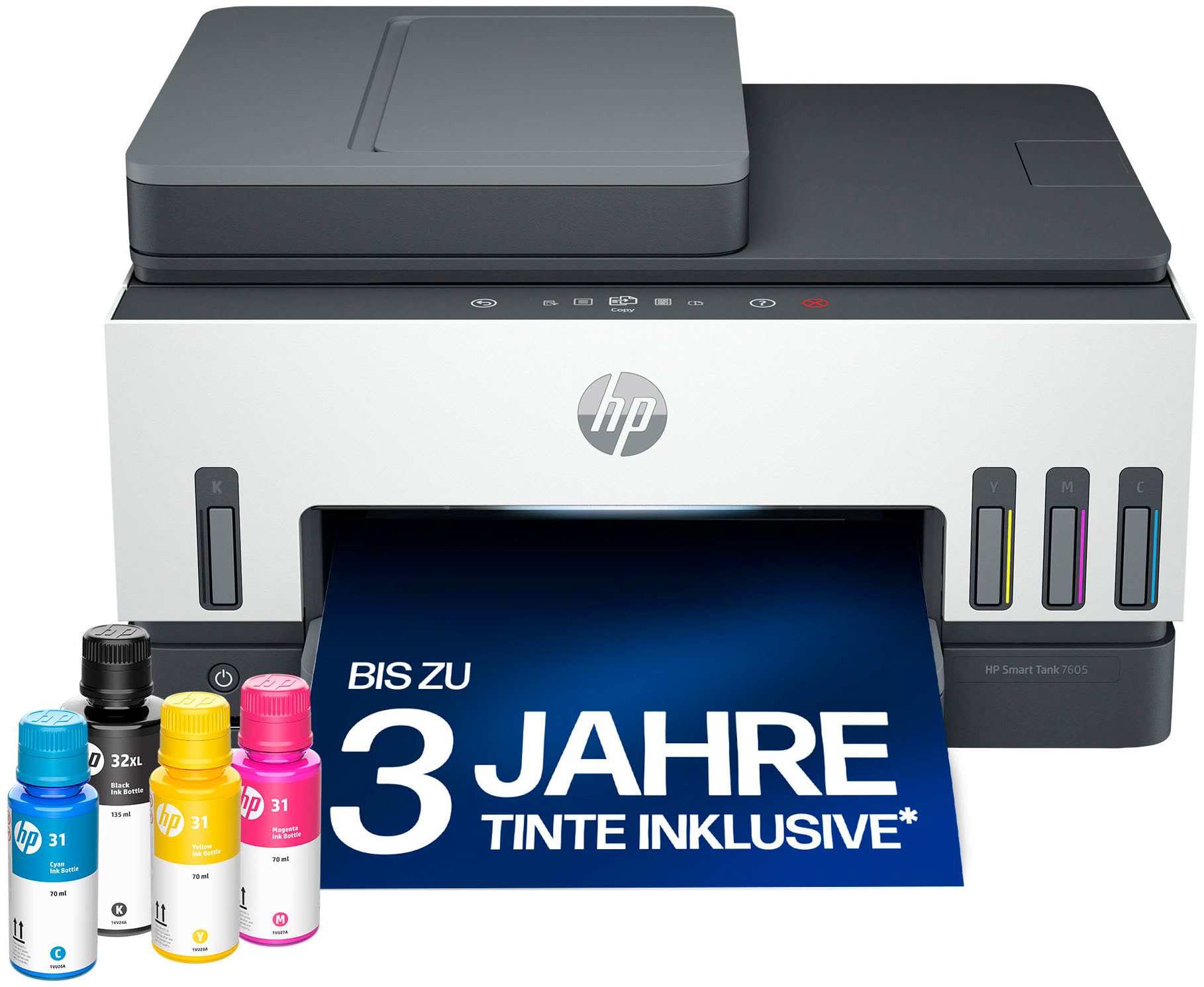 HP Smart Tank 7605 Multifunktionsdrucker, (WLAN (Wi-Fi), Bluetooth, LAN (Ethernet), Bis zu 50€ Cashback sichern! Nur bis zum 31.10.2026)