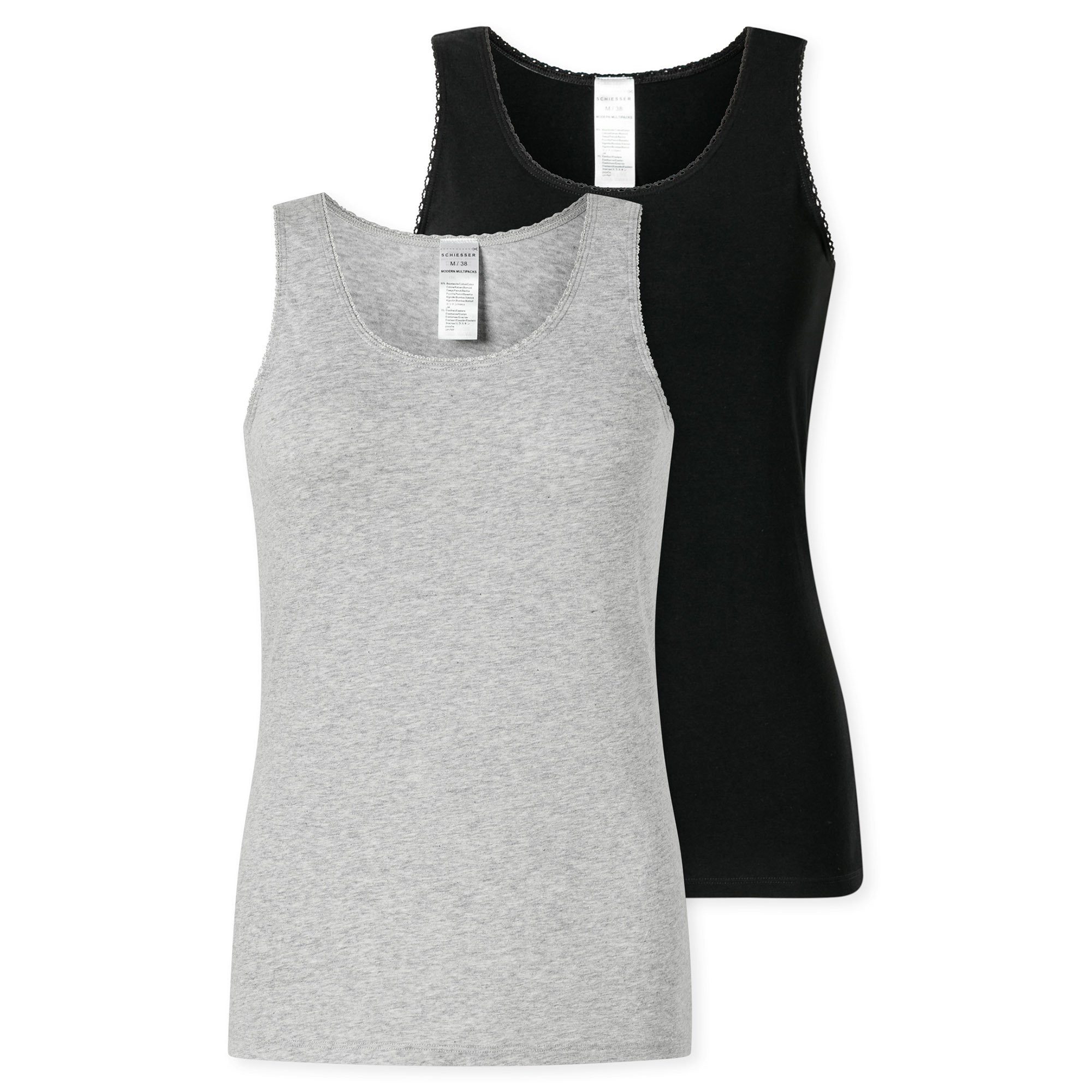 Unterhemd Damen Unterhemd 2er Pack Baumwolle