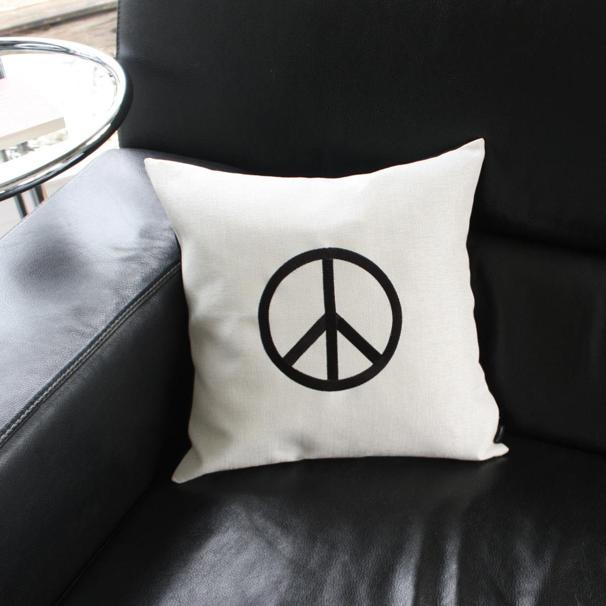 Dekokissen schwarz-weiß 440s Kissen mit Peace-Zeichen
