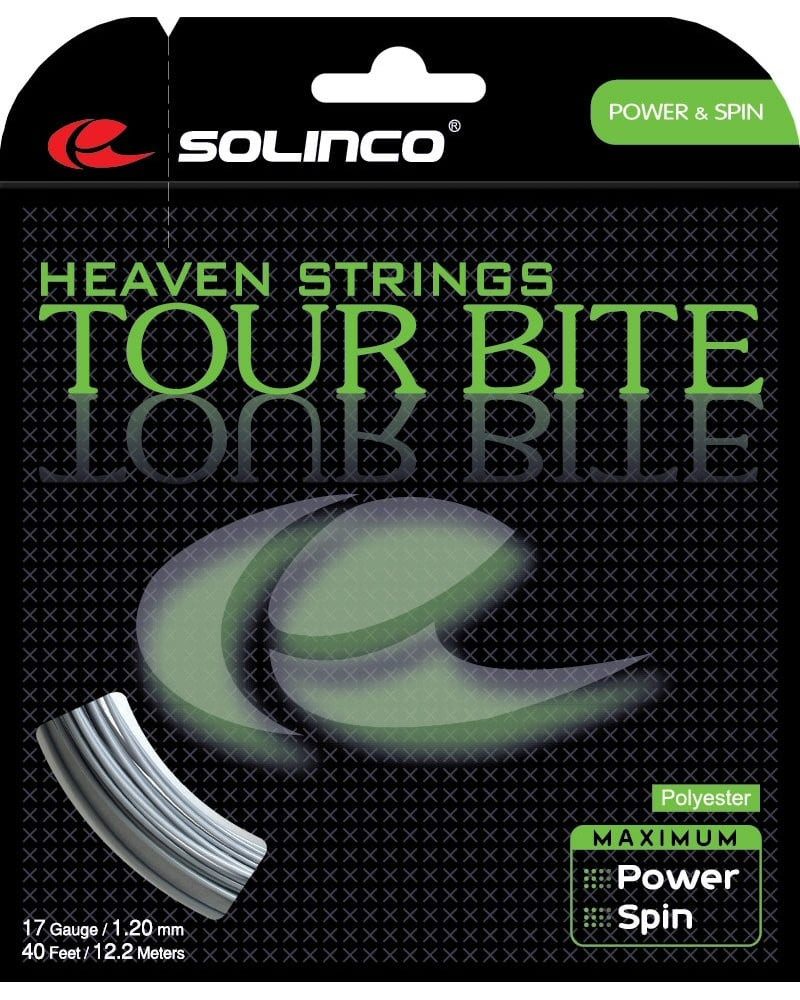 Solinco Tennissaite Tour Bite (Haltbarkeit+Spin) silber 12m Set, Saitendicke: 1.25