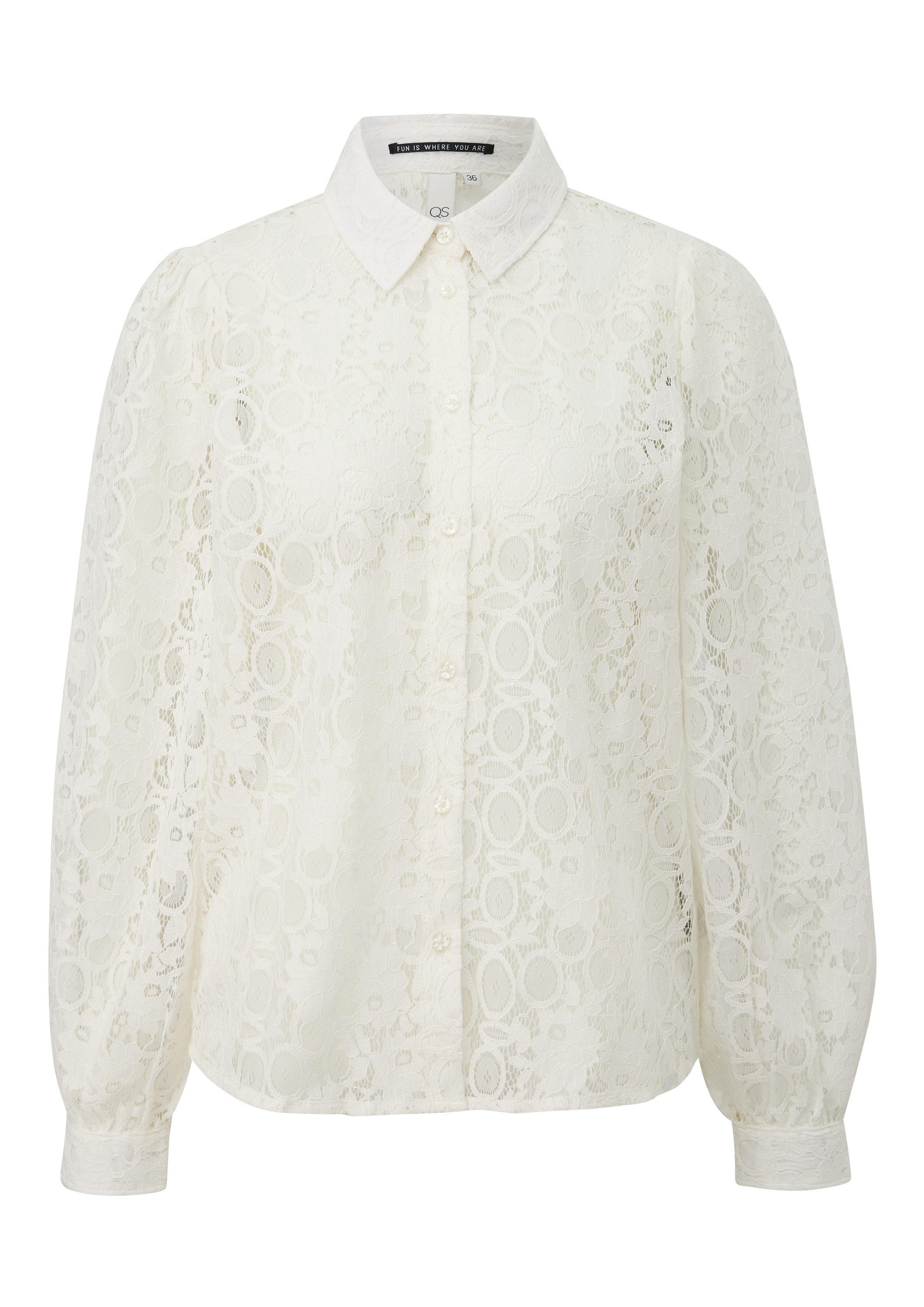 QS Langarmbluse Bluse Spitzenbluse mit Knopfleiste günstig online kaufen