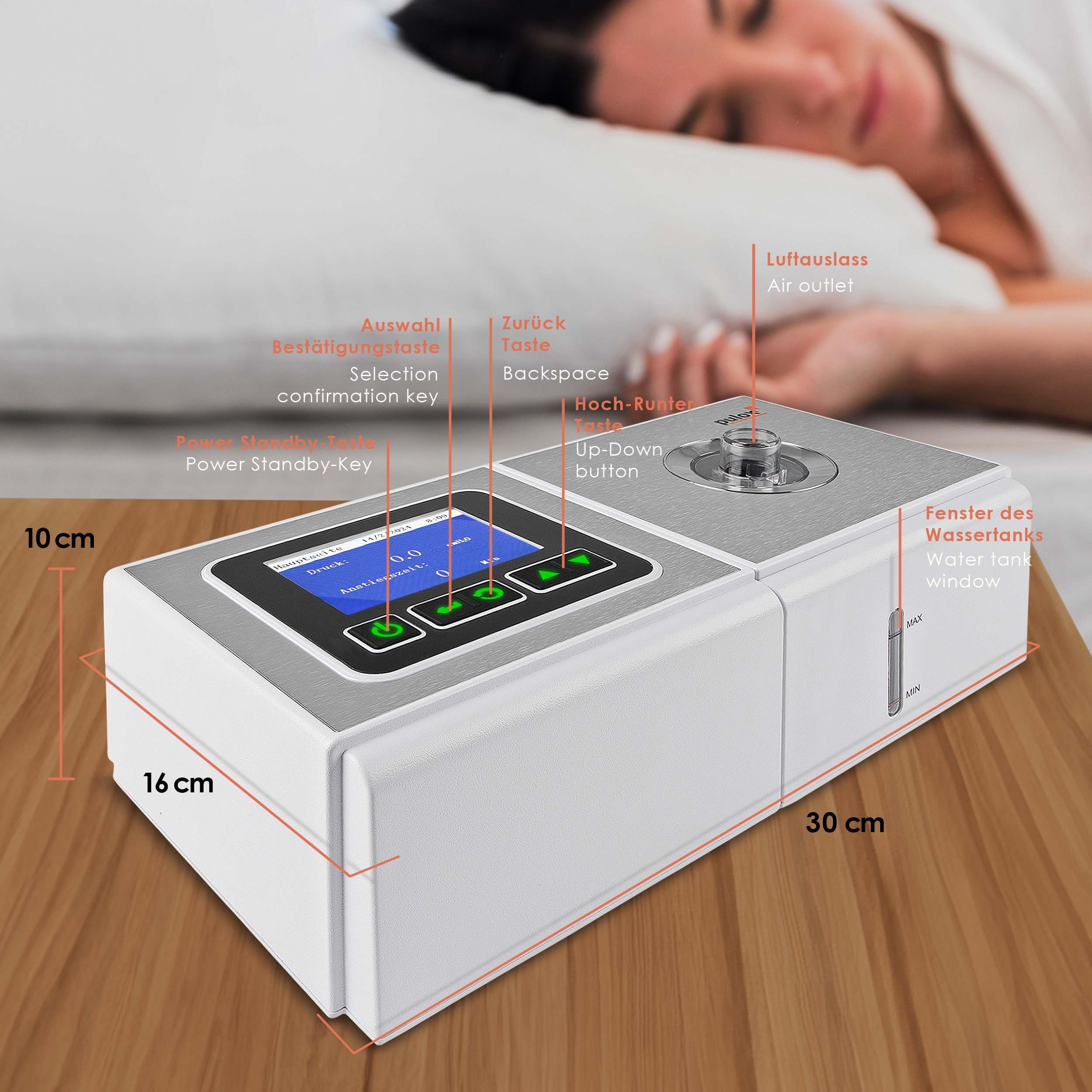 pulox Schnarchstopper ACP-25 Auto CPAP Schlafapnoe-Therapiegerät