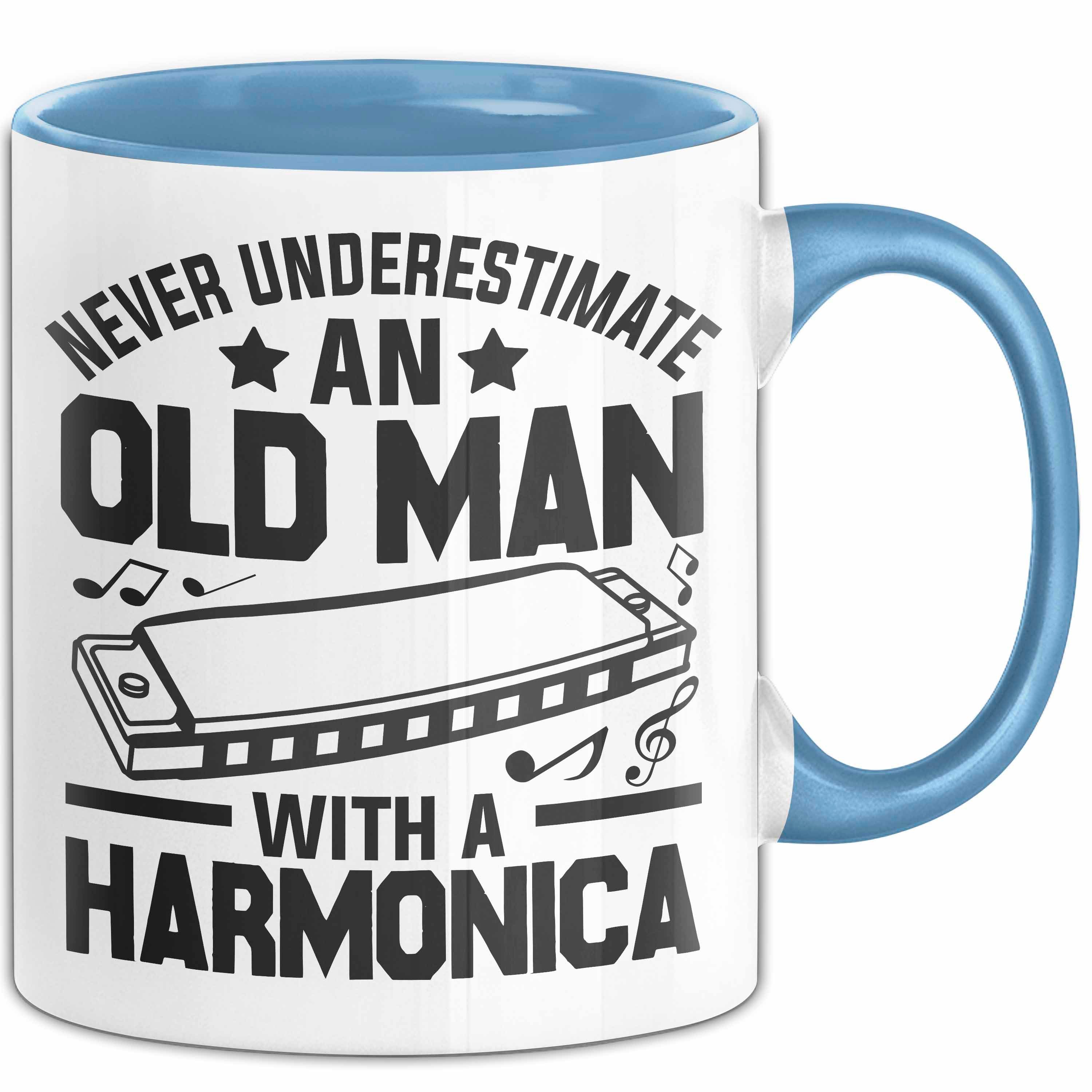 Trendation Tasse Mundharmonika Tasse Geschenk Vintage Retro Mundharmonika Spieler Ges