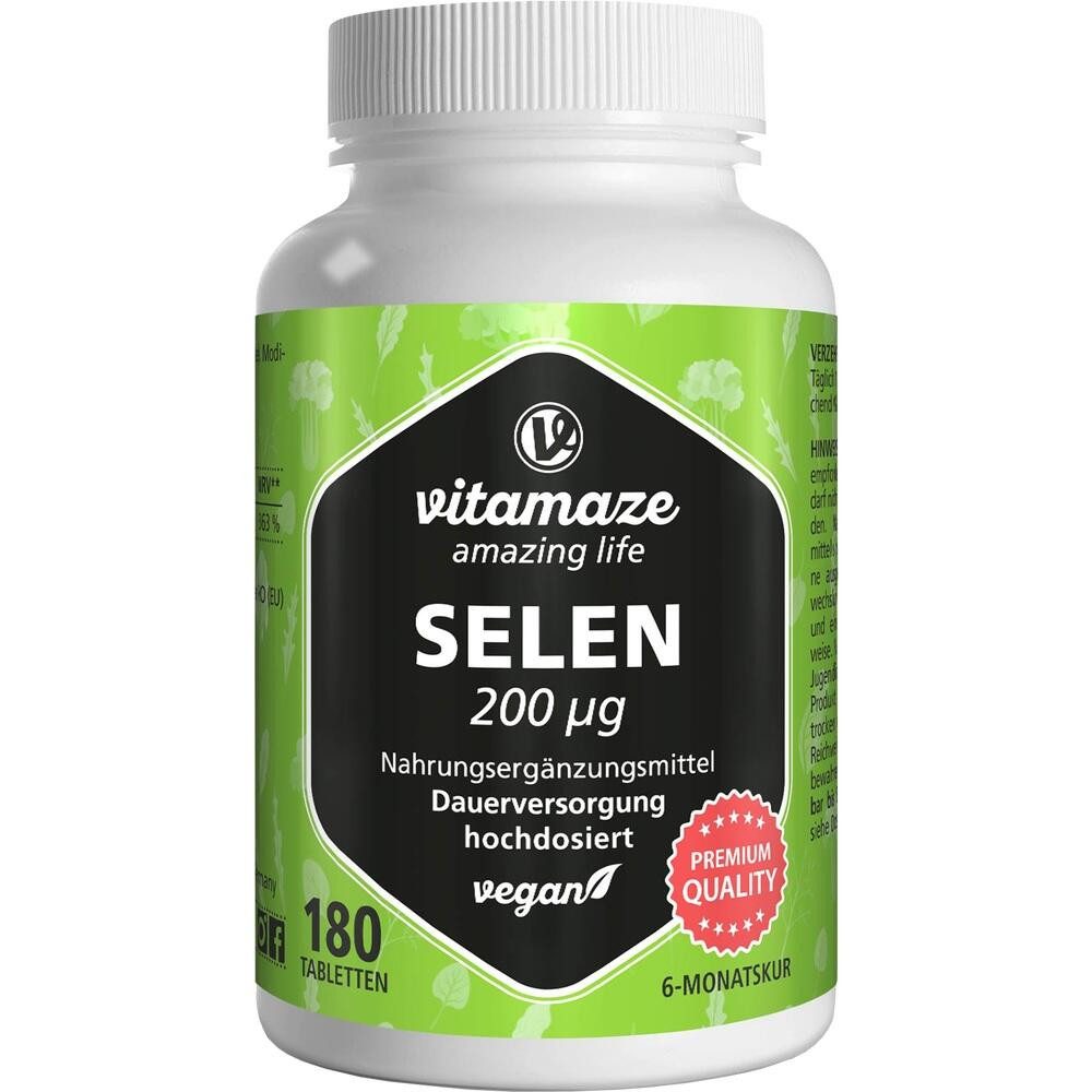 Vitamaze SELEN 200 μg hochdosiert vegan Tabletten Tabletten, 180 St.